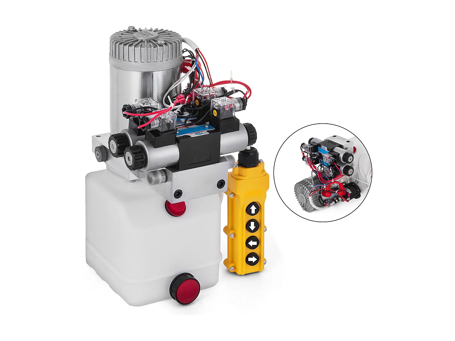 Pompe Hydraulique SucceBuy Groupe Hydraulique à Double Effet 12 Volts DC Réservoir de 4.5L