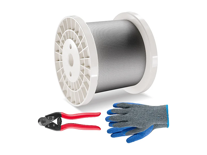 Cable de Acero Inoxidable T316 SucceBuy, Diámetro 3,18 mm, Longitud 182,3 m, 7x7, Cable de Barandilla