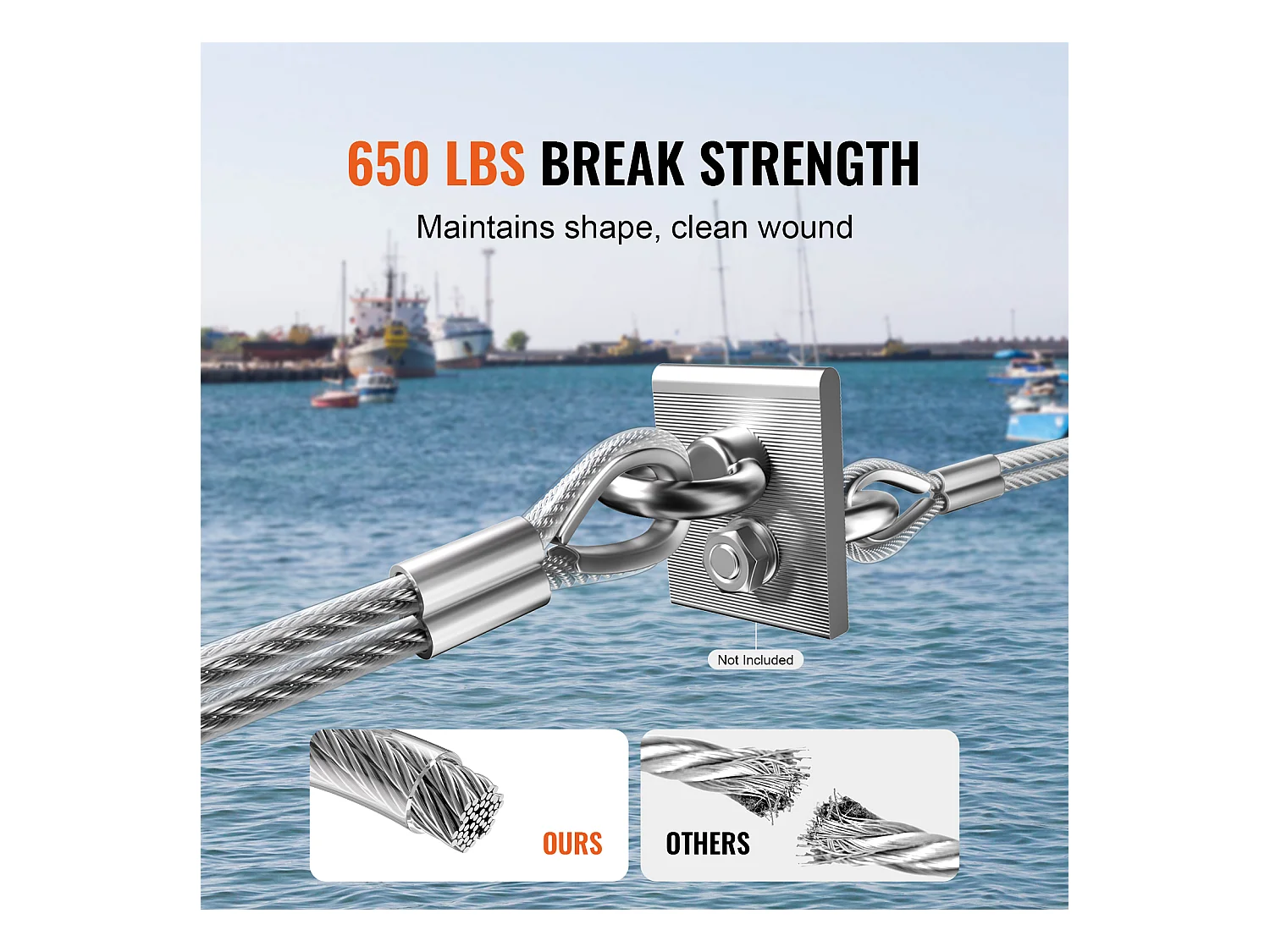 Roestvrijstalen Kabel T304 SucceBuy, Staalkabel 3,18 mm 7x7, Lengte 30,5 m, Leuningkabel