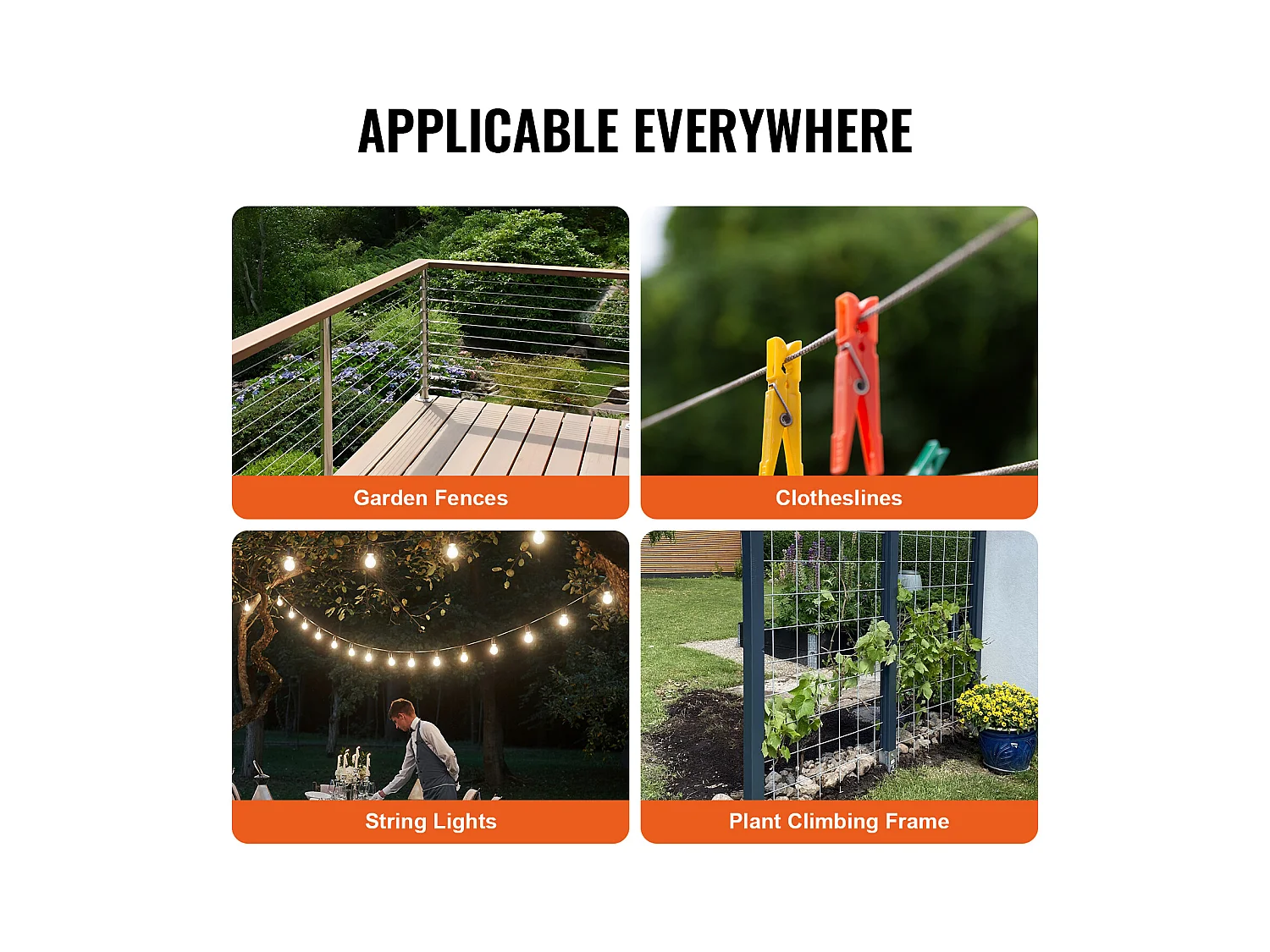 Roestvrijstalen Kabel T304 SucceBuy, Staalkabel 3,18 mm 7x7, Lengte 30,5 m, Leuningkabel