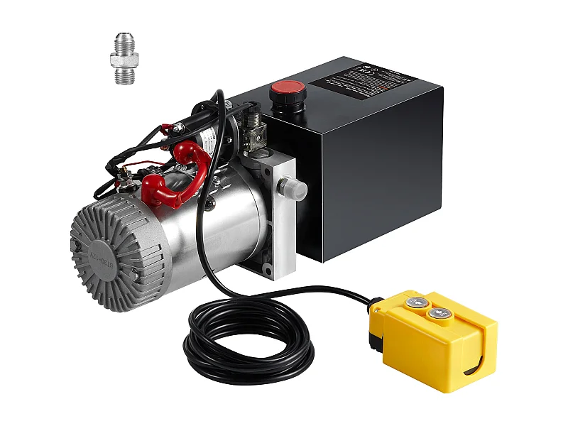 Pompe Hydraulique SucceBuy Pompe Hydraulique de 4.4 Litres, Unité d'Alimentation pour Remorque à Benne Basculante à Simple Effet, DC 12 Volts