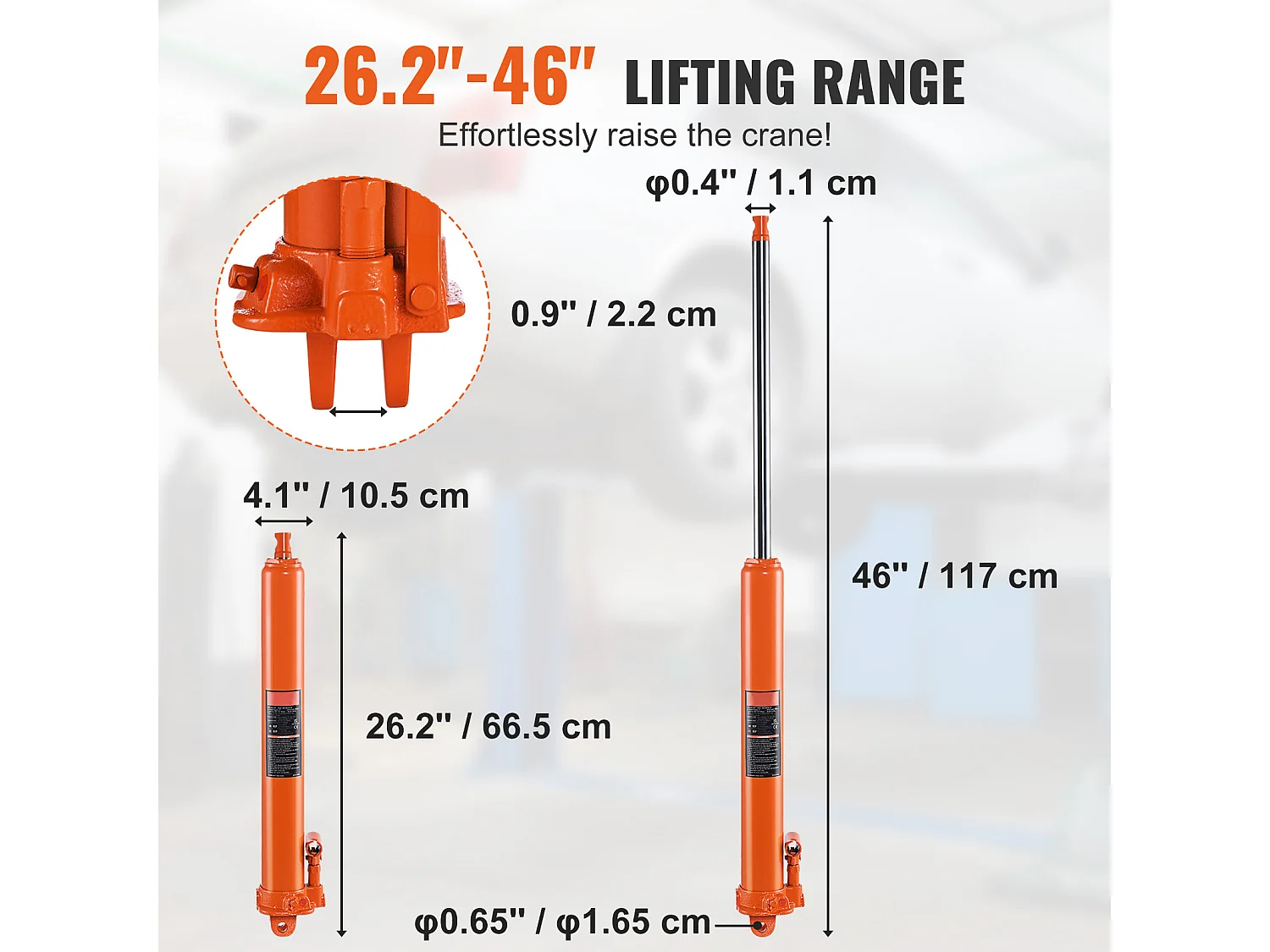 Martinetto Idraulico SucceBuy Martinetto Idraulico a Cilindro Lungo da 3 Tonnellate con Base a Forcella, Martinetto per Sollevamento Motore, Pompa Singola