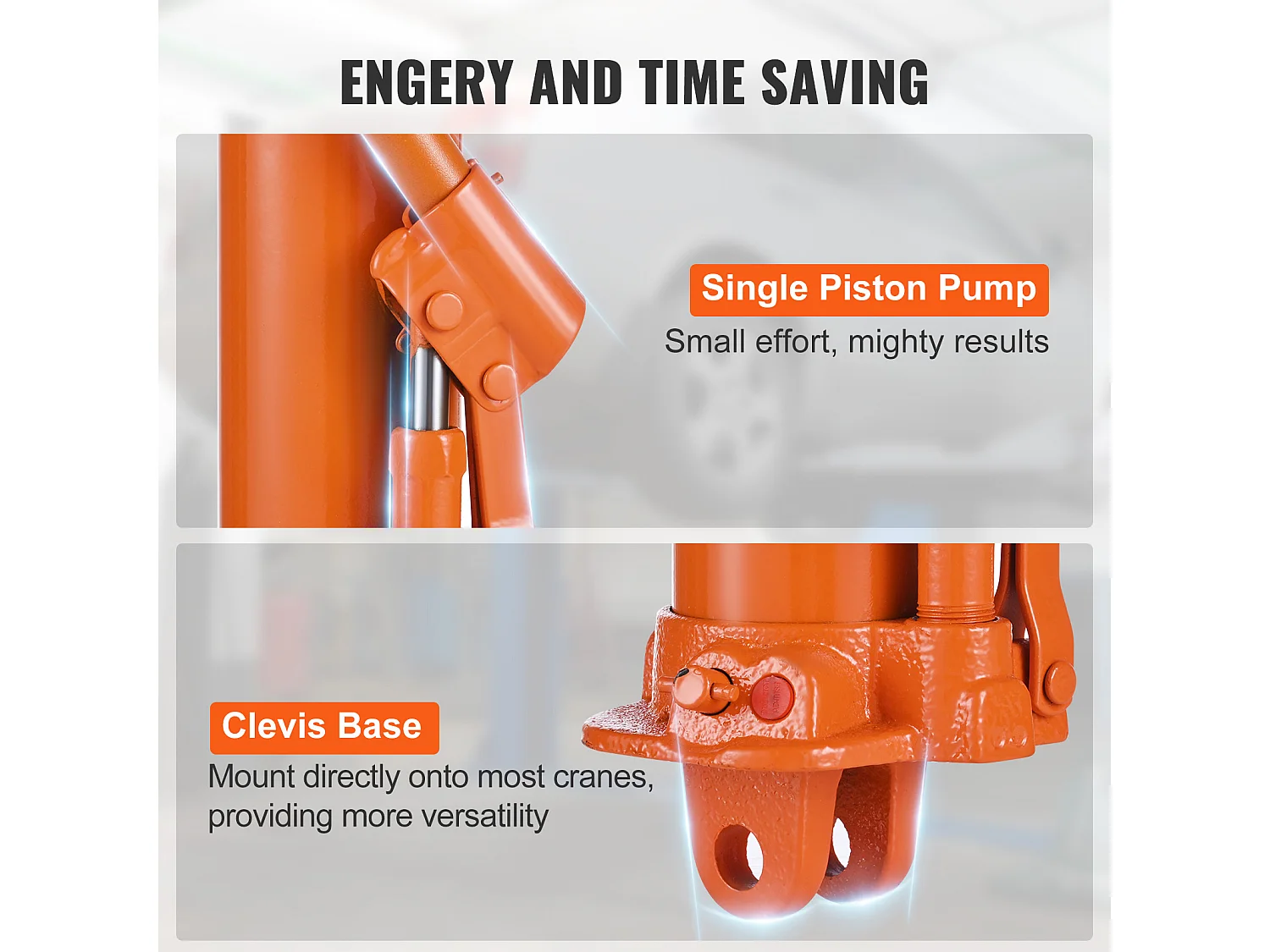 Martinetto Idraulico SucceBuy Martinetto Idraulico a Cilindro Lungo da 3 Tonnellate con Base a Forcella, Martinetto per Sollevamento Motore, Pompa Singola