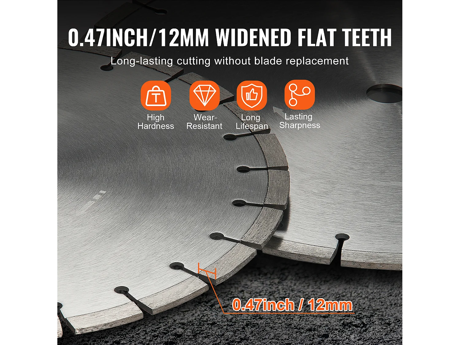 Diamantblad SucceBuy, Diamant-Snijblad, 50.8 cm, Diamantblad voor Betonzaag met Platte Tanden