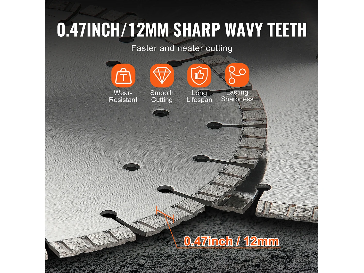 Lama Diamantata SucceBuy 36 cm, Lama di Seghetta per Cemento Uomo/Seco, Denti Ondulati