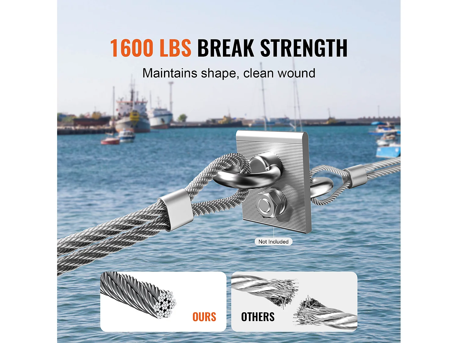 Roestvrijstalen Kabel T316 SucceBuy, Diameter 3,18 mm, Lengte 305 m, 7x7, Leuningkabel