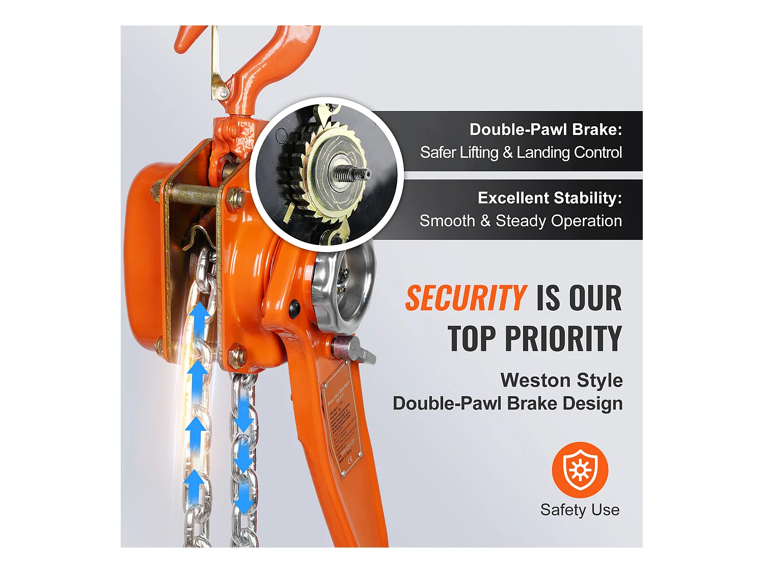 Treuil, SucceBuy Palan à Chaîne à Levier, Capacité de 1,5 Tonne, Élèvateur à Cliquet G80 de 5,8 m