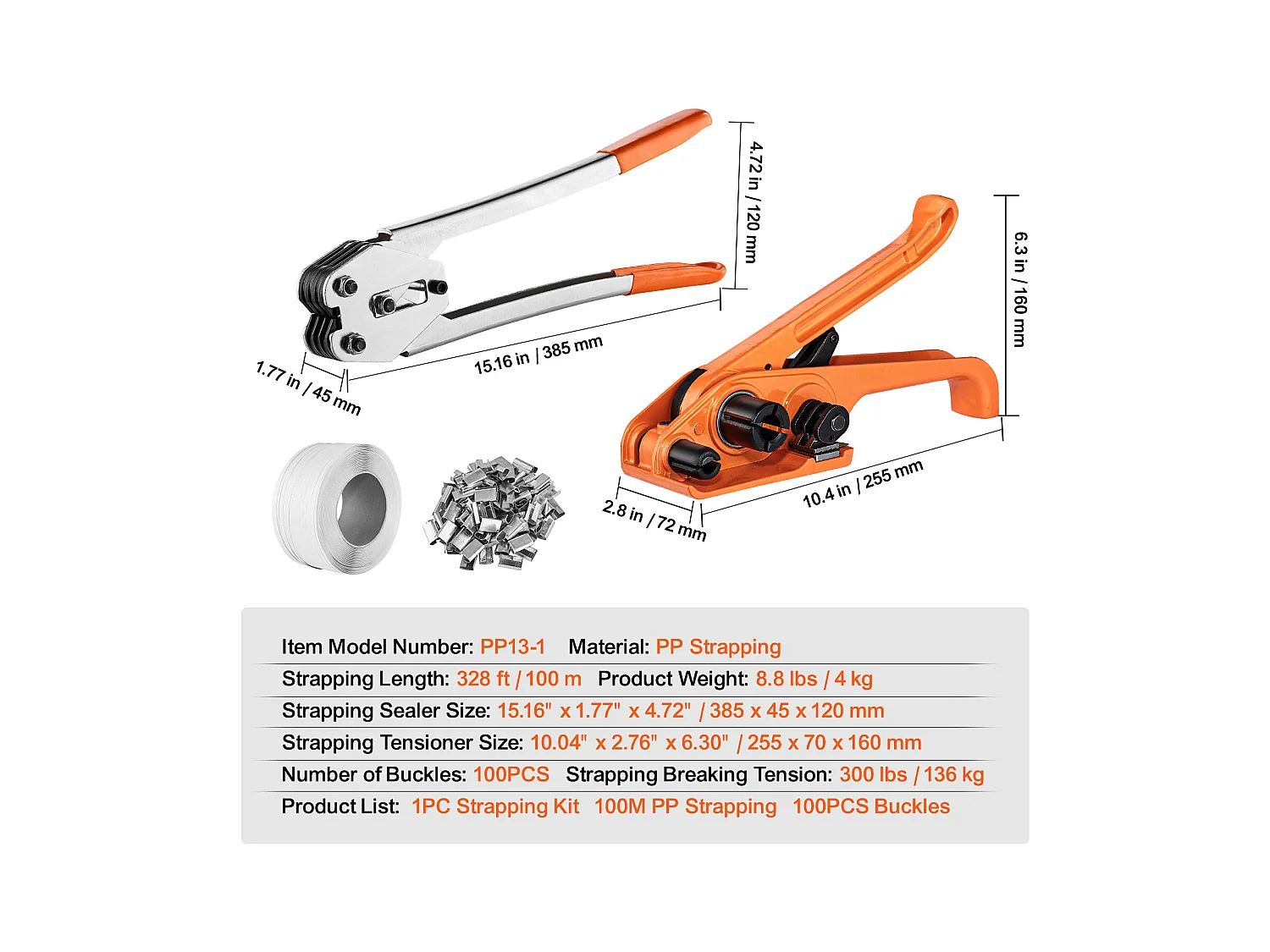 Kit di Cerclaggio SucceBuy Banding, Tensore e Sigillatore, Cintura PP di 100 M