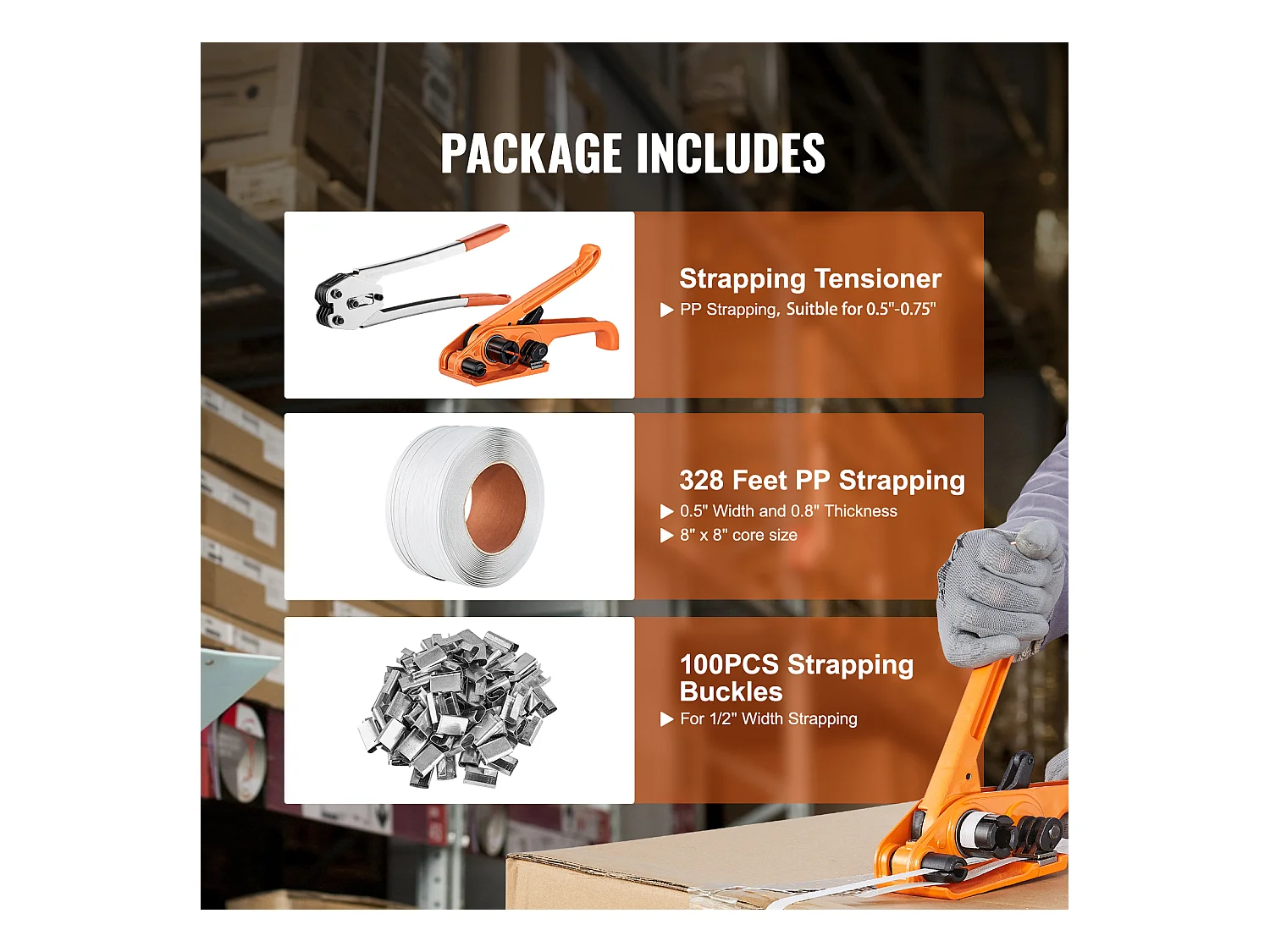 Kit di Cerclaggio SucceBuy Banding, Tensore e Sigillatore, Cintura PP di 100 M