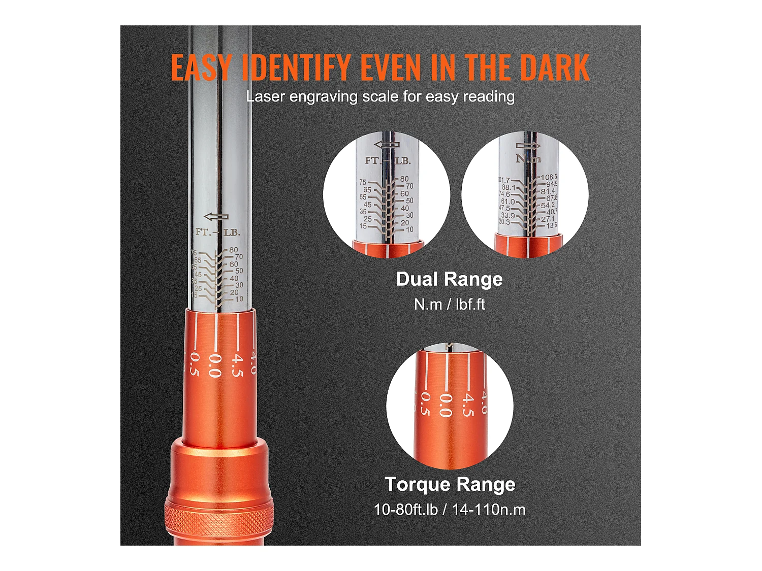 Clé Dynamométrique Réglable SucceBuy pour Entraînement de 7.62/20.32CM, 14-110 N.m