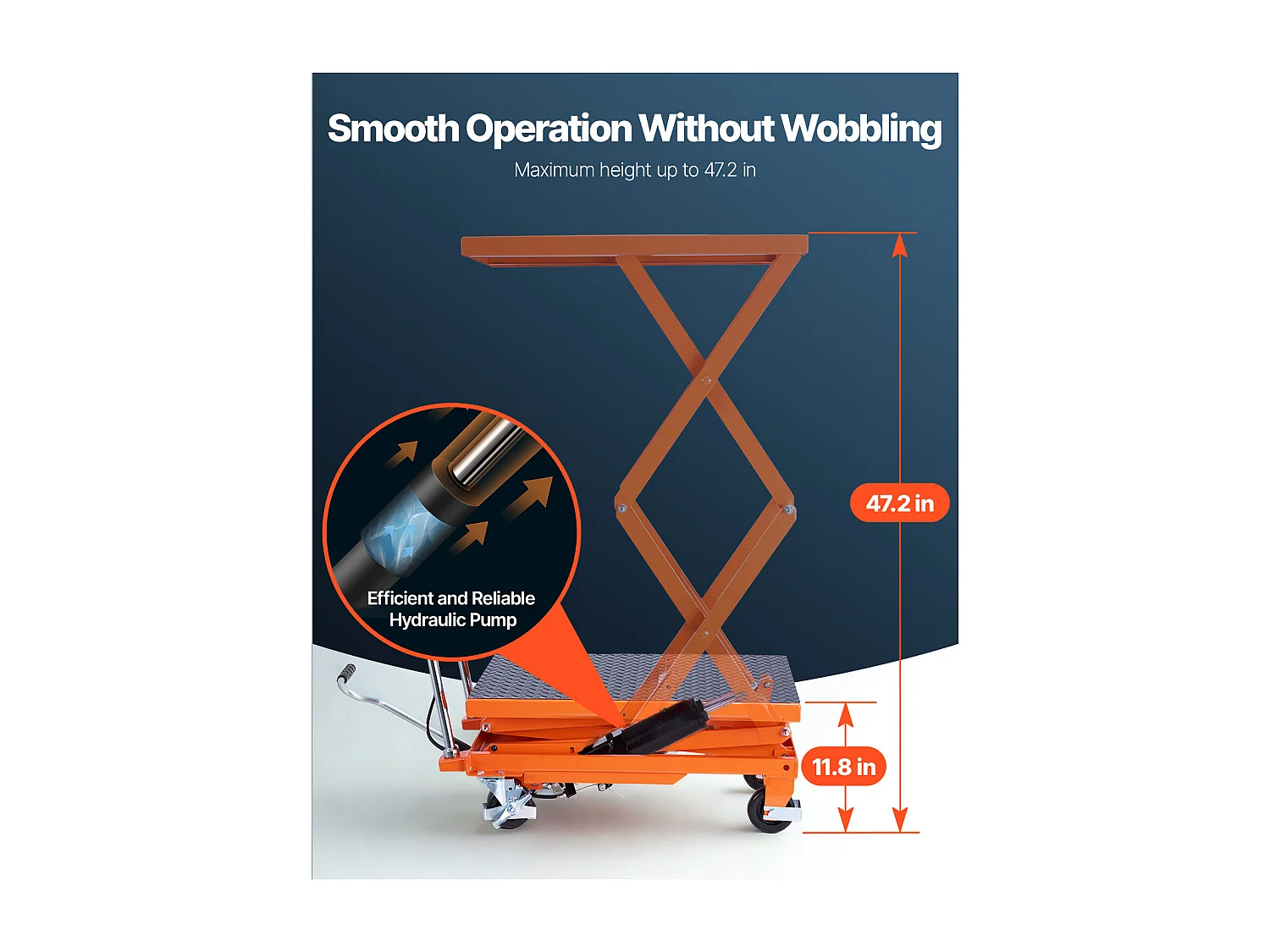 Stół Podnoszący, SucceBuy 1 200 mm Hydrauliczny Stół Podnoszący o Nośności 226,8 kg, Ręczny Wózek Nożycowy, Podkładka Antypoślizgowa