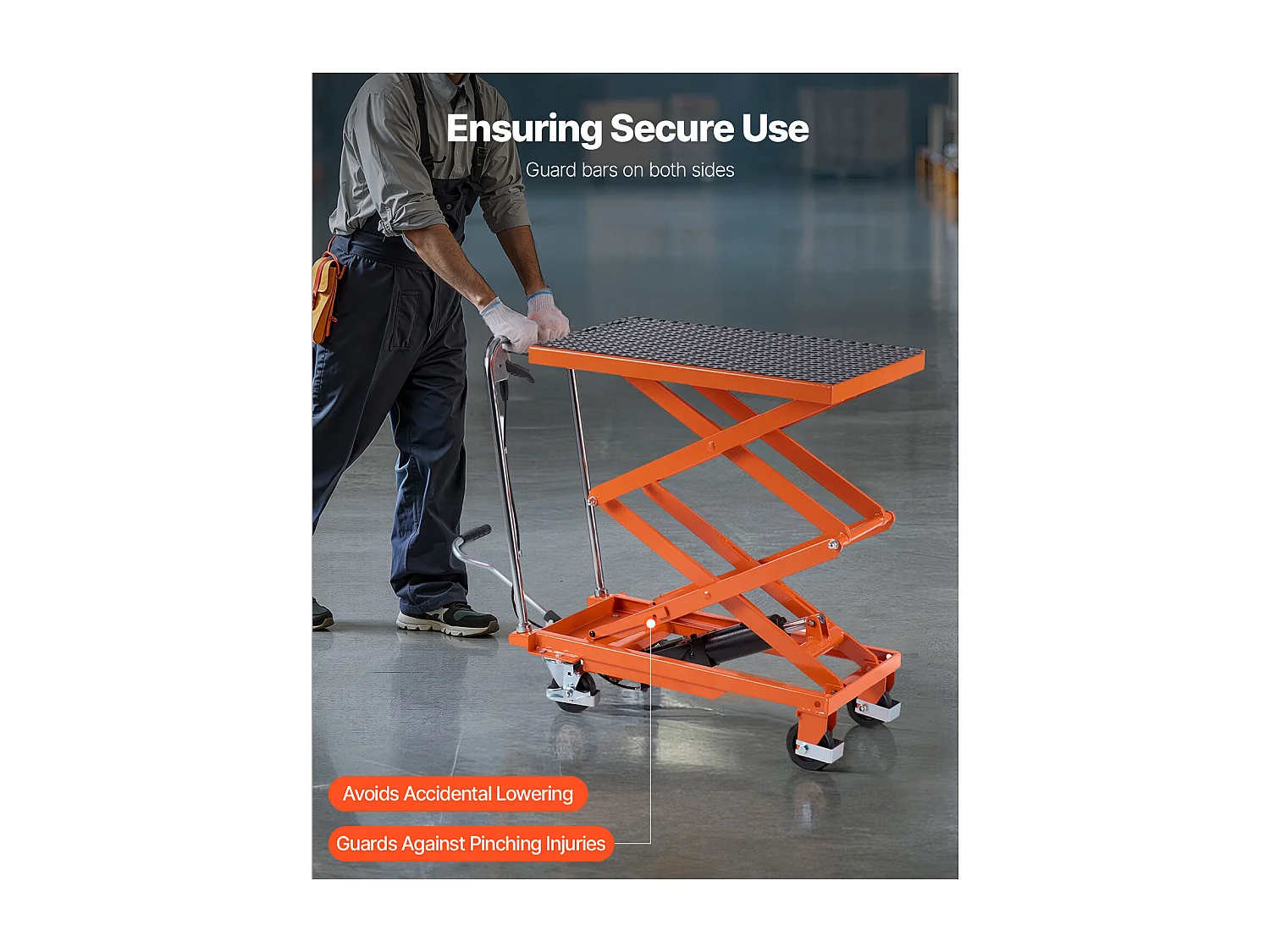 Stół Podnoszący, SucceBuy 1 200 mm Hydrauliczny Stół Podnoszący o Nośności 226,8 kg, Ręczny Wózek Nożycowy, Podkładka Antypoślizgowa