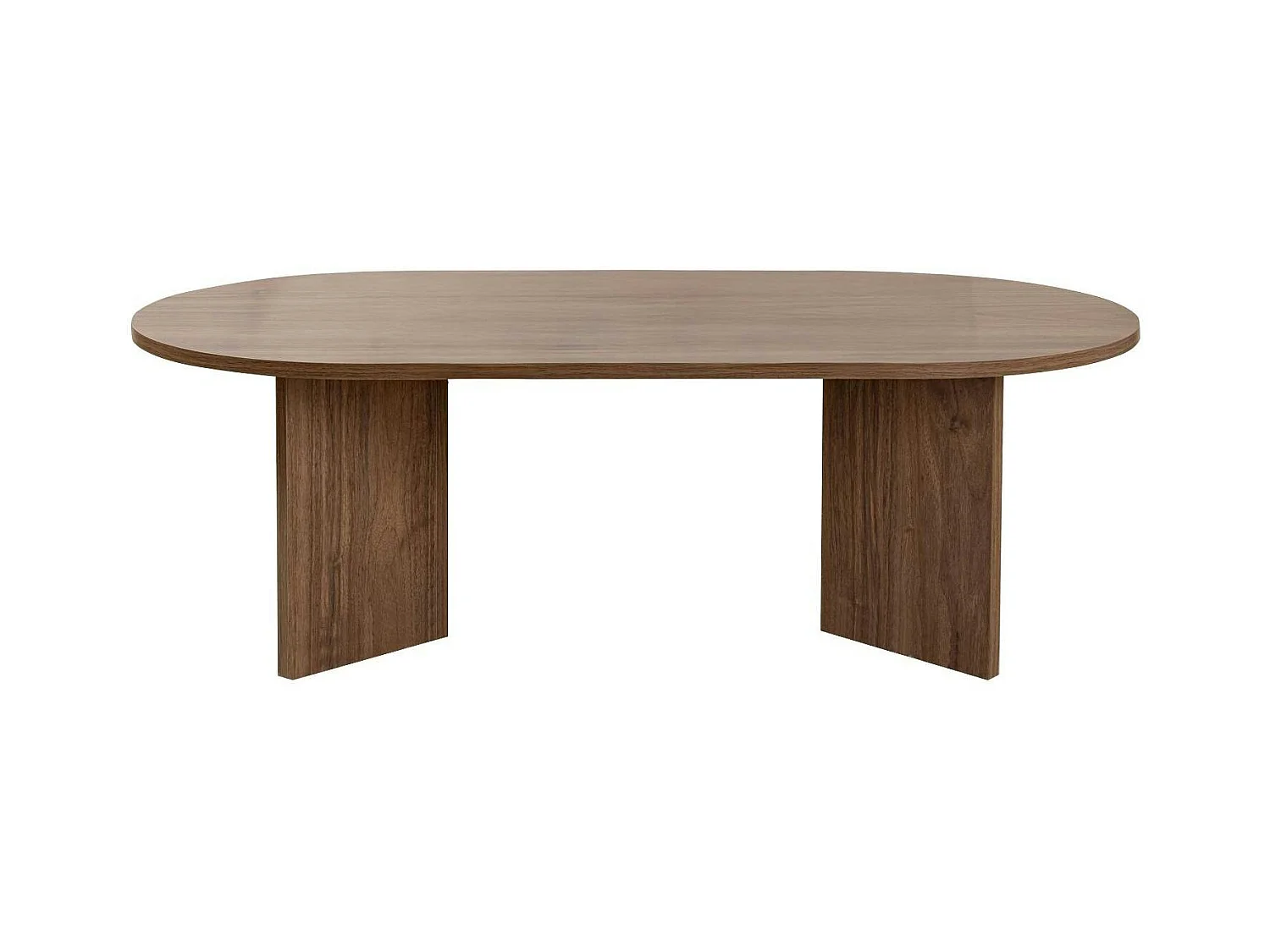 Table basse ovale effet bois de noyer - pieds en V MARFA