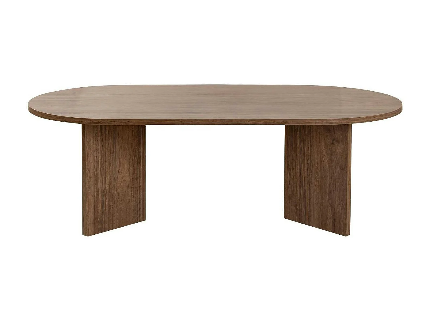 Table basse ovale effet bois de noyer - pieds en V MARFA