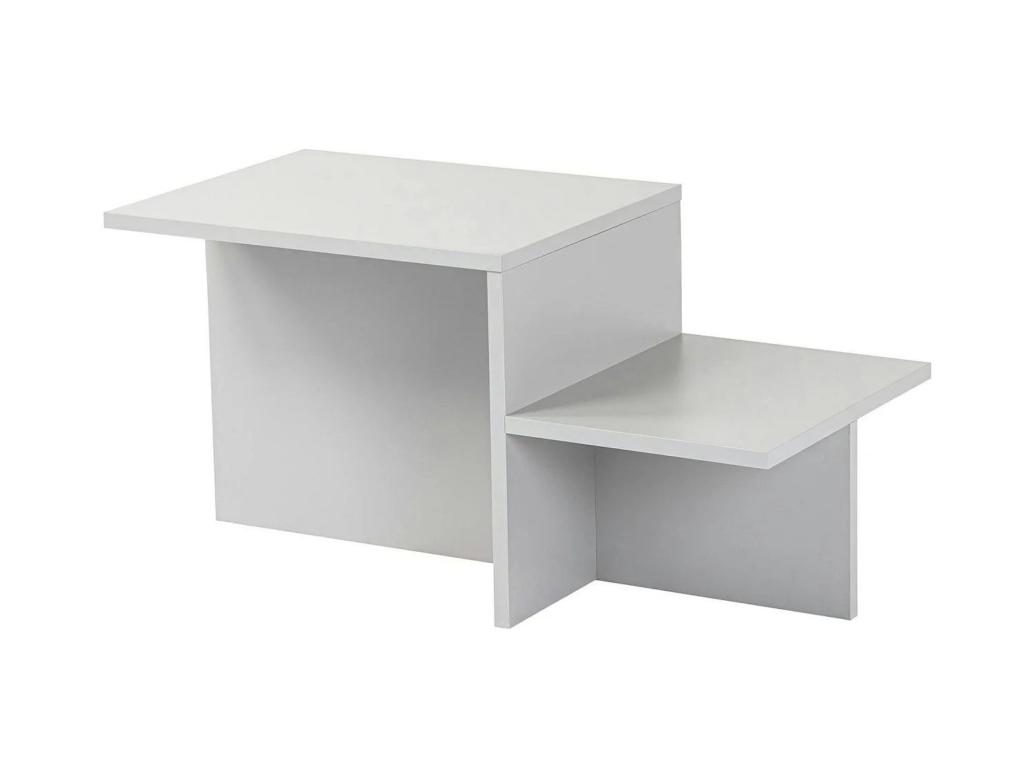 Table basse moderne grise - effet laqué, 2 niveaux MARFA