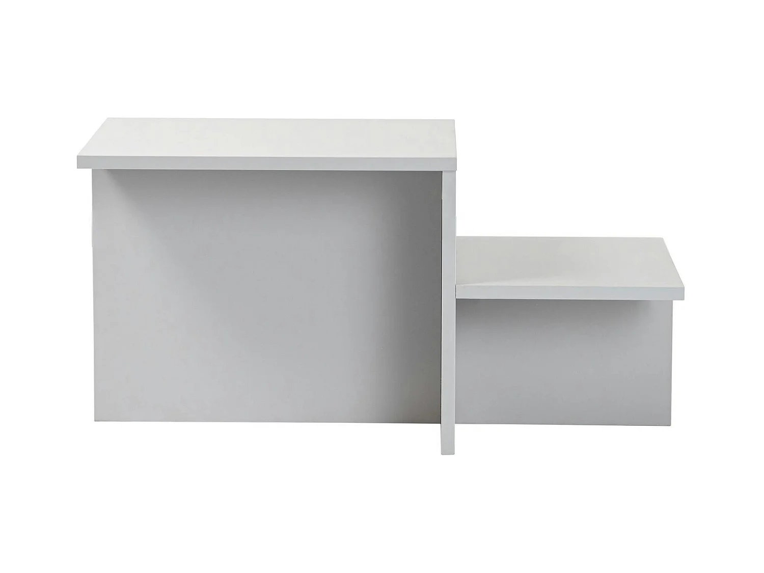 Table basse moderne grise - effet laqué, 2 niveaux MARFA