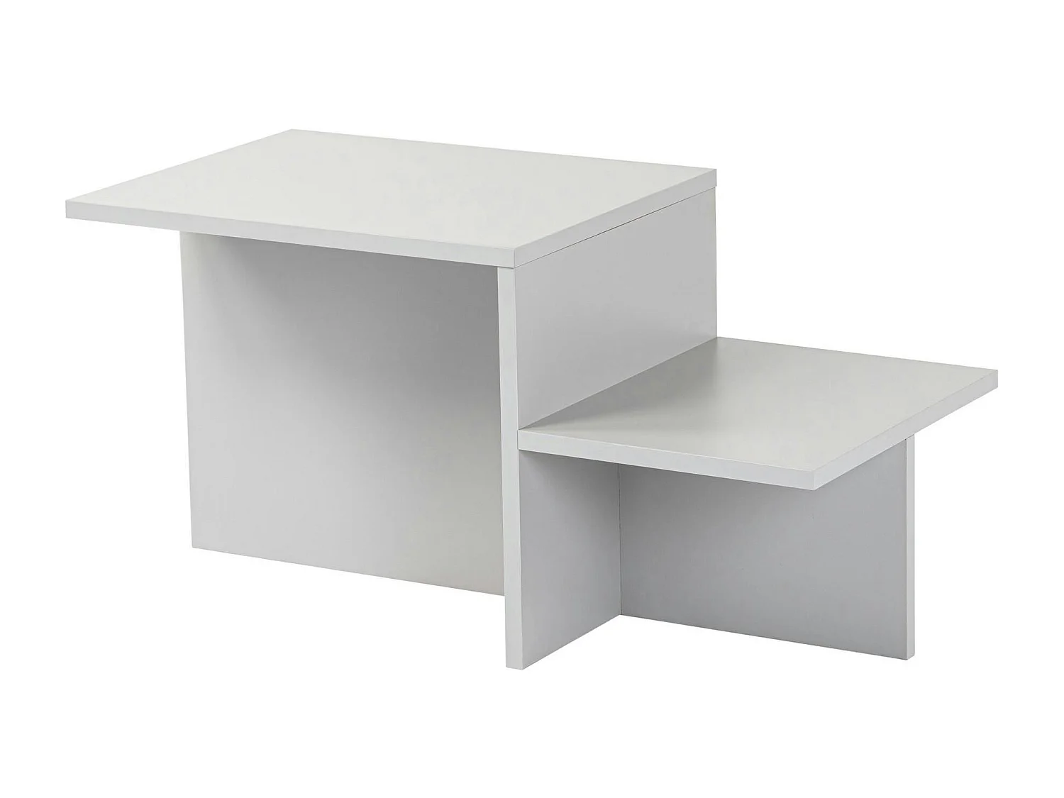 Table basse moderne grise - effet laqué, 2 niveaux MARFA