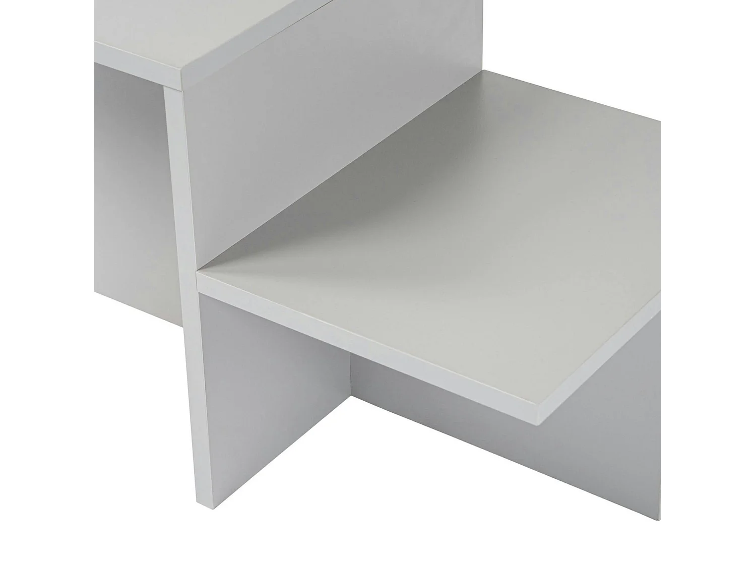 Table basse moderne grise - effet laqué, 2 niveaux MARFA