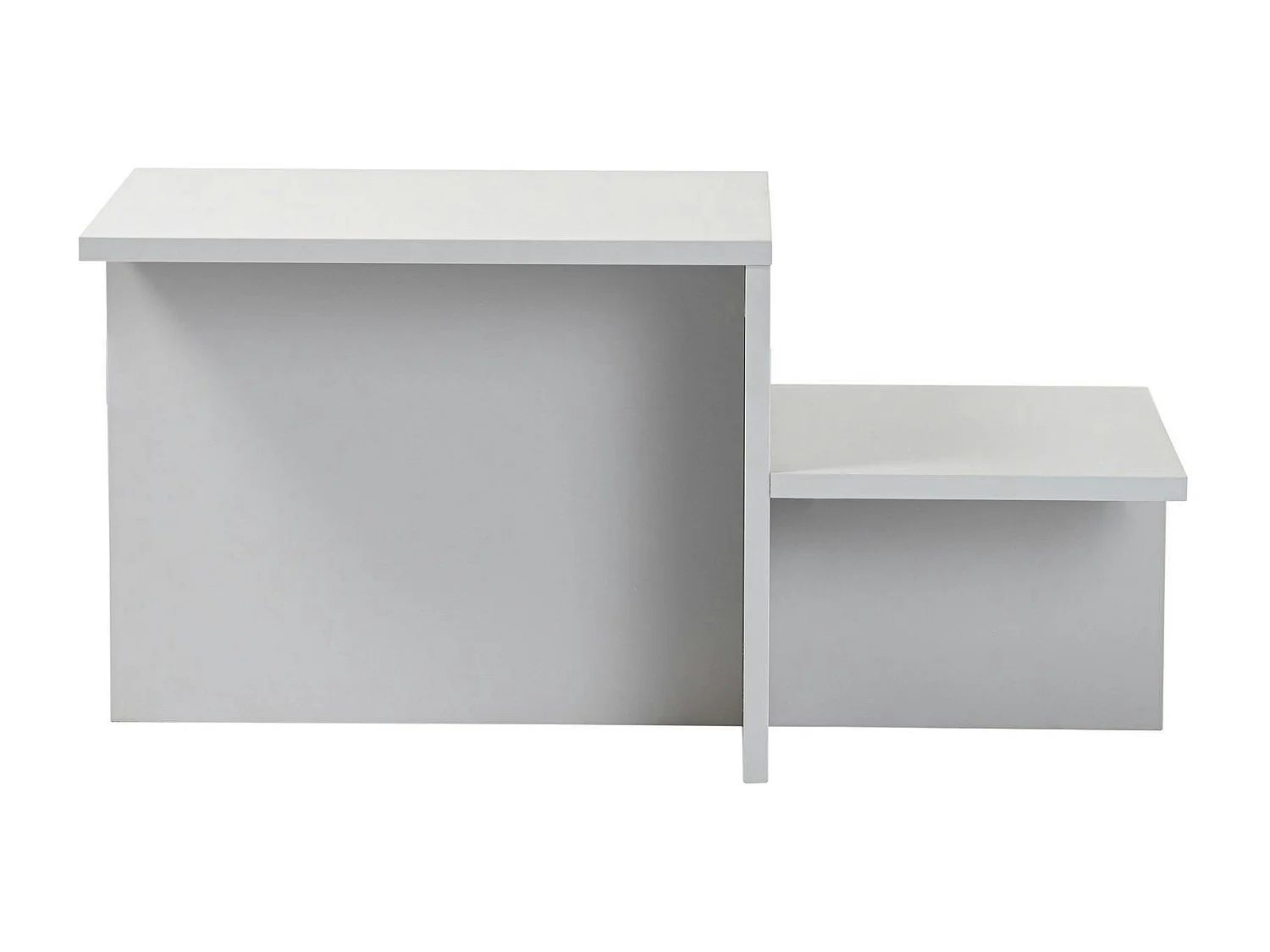 Table basse moderne grise - effet laqué, 2 niveaux MARFA