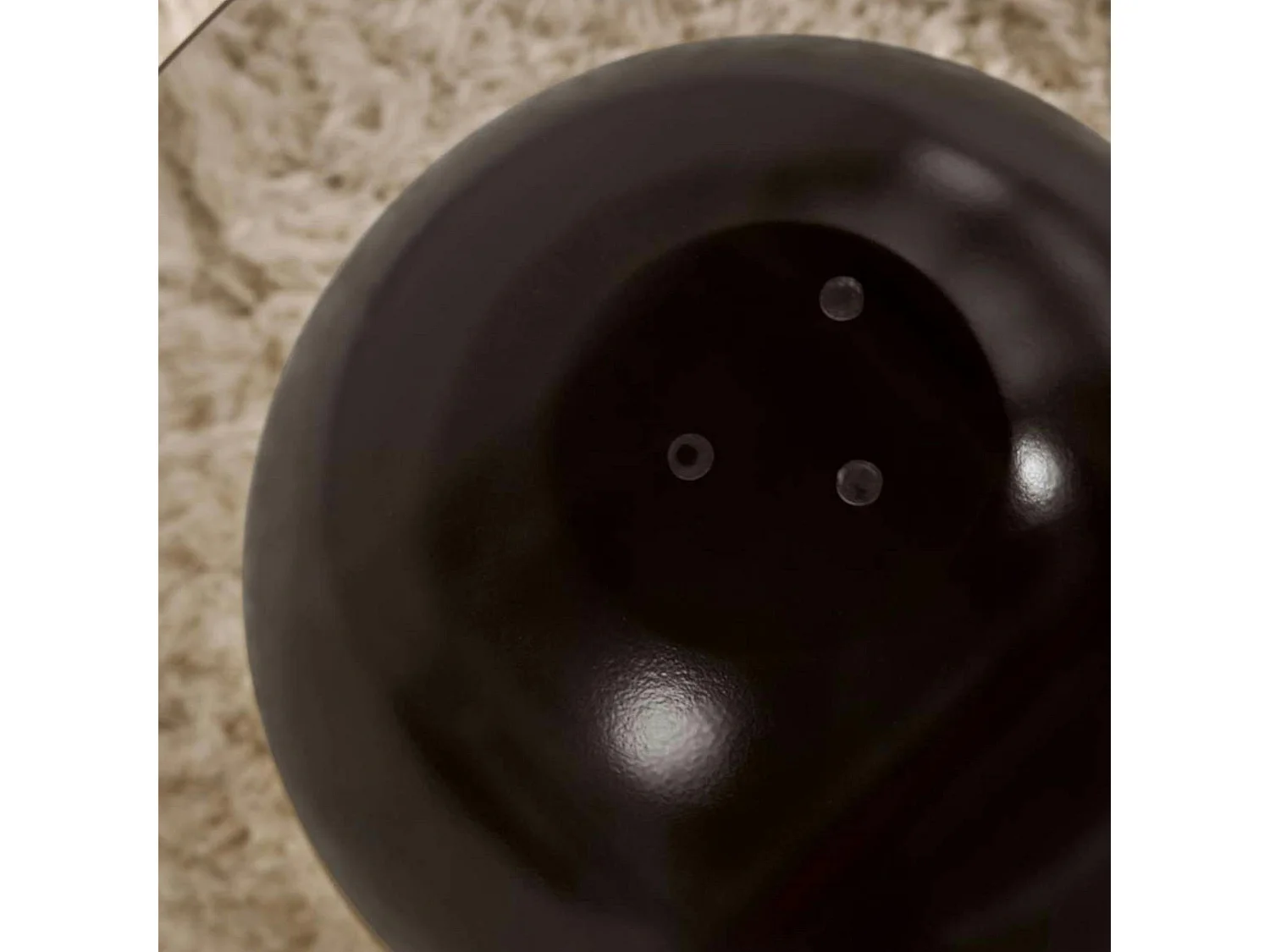 Table basse ronde verre fumé - 3 pieds boules noirs KOCHI