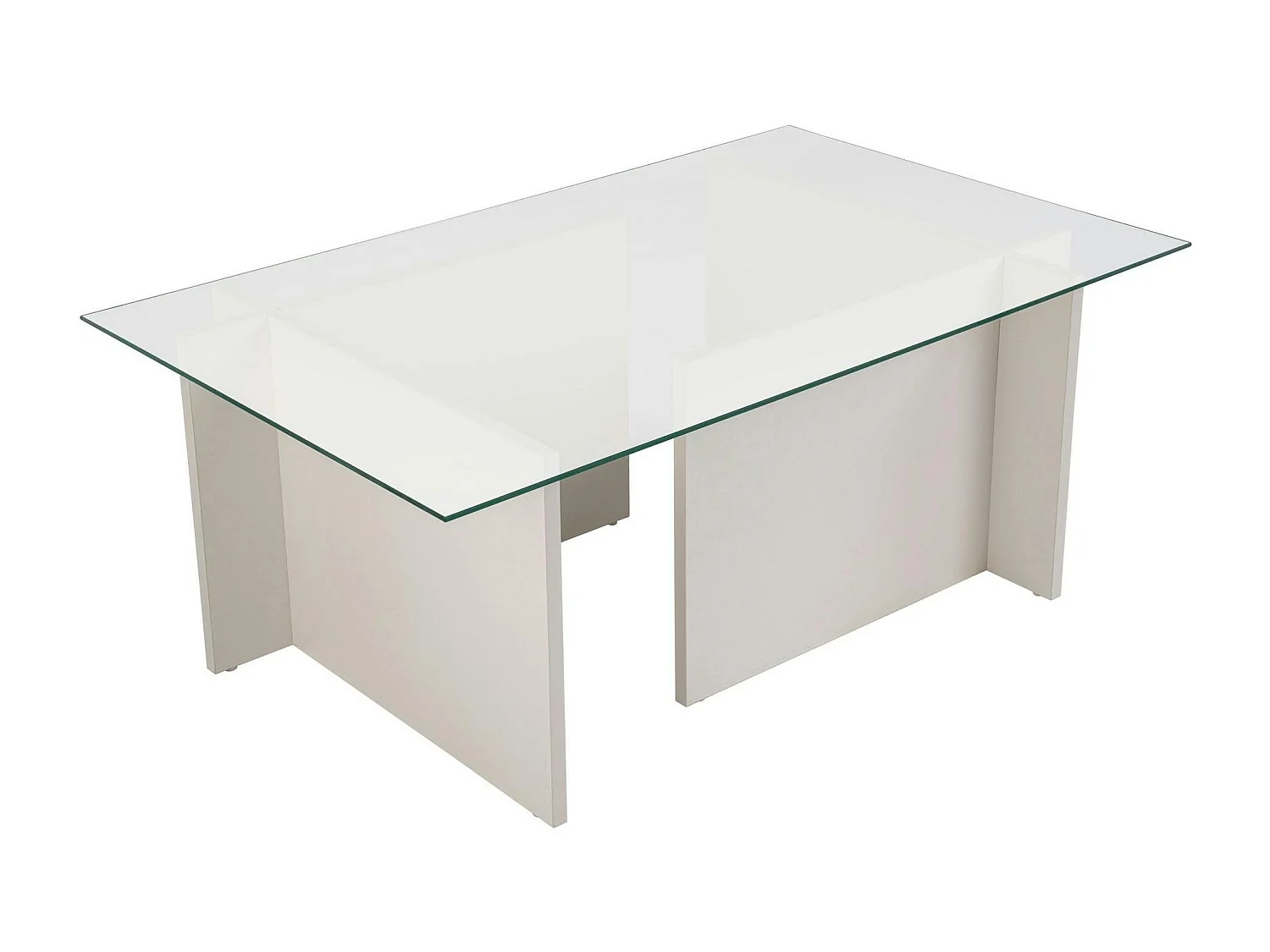Table basse verre déstructurée – effet bois blanc, H.40 cm SALTA