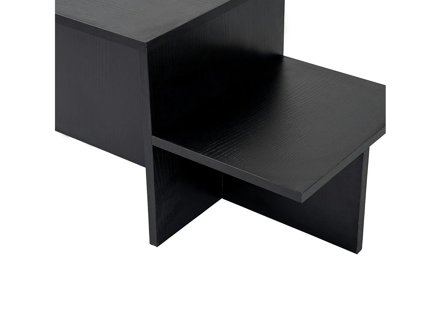 Table basse moderne effet bois noir - 2 niveaux MARFA