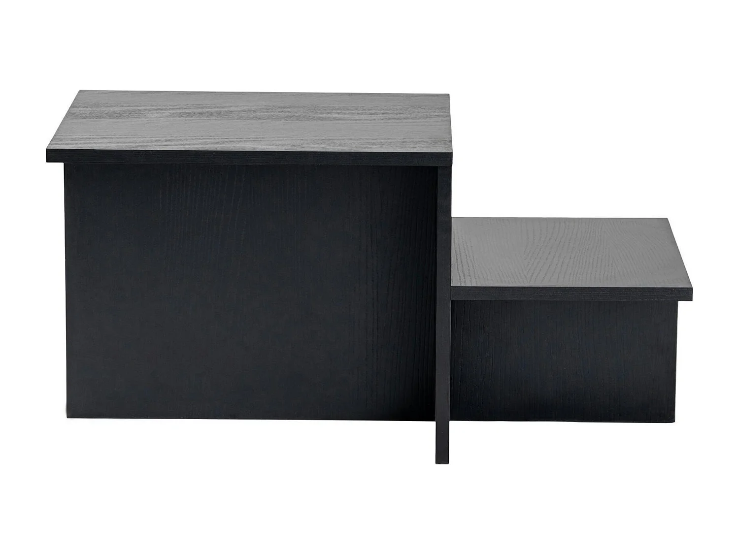 Table basse moderne effet bois noir - 2 niveaux MARFA