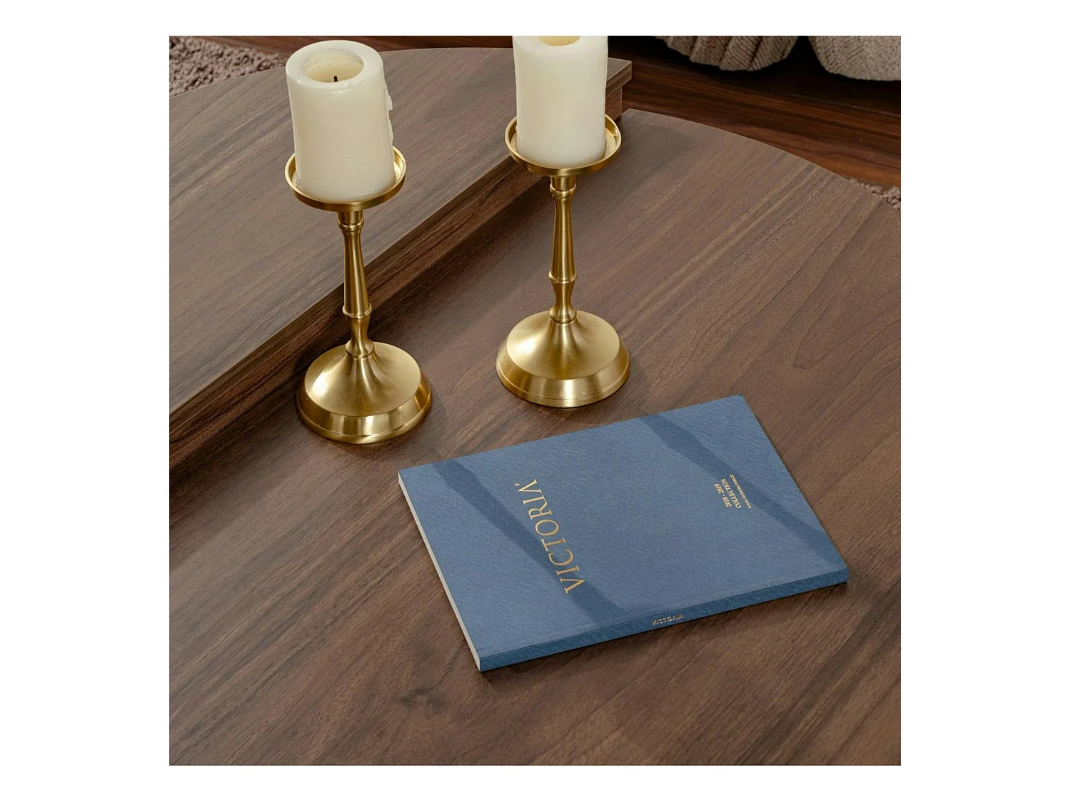 Table basse moderne effet bois de noyer - 2 hauteurs MARFA