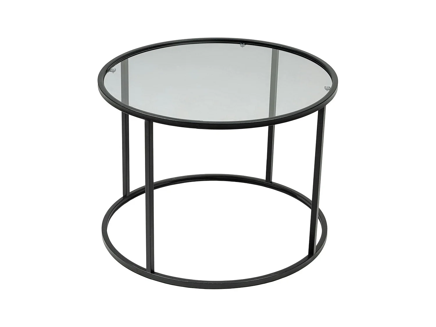 Table basse ronde verre fumé ⌀60 cm - structure noire TULUM