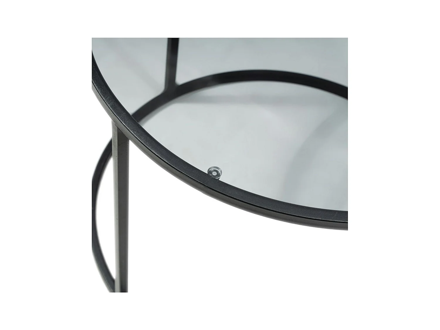 Table basse ronde verre fumé ⌀60 cm - structure noire TULUM