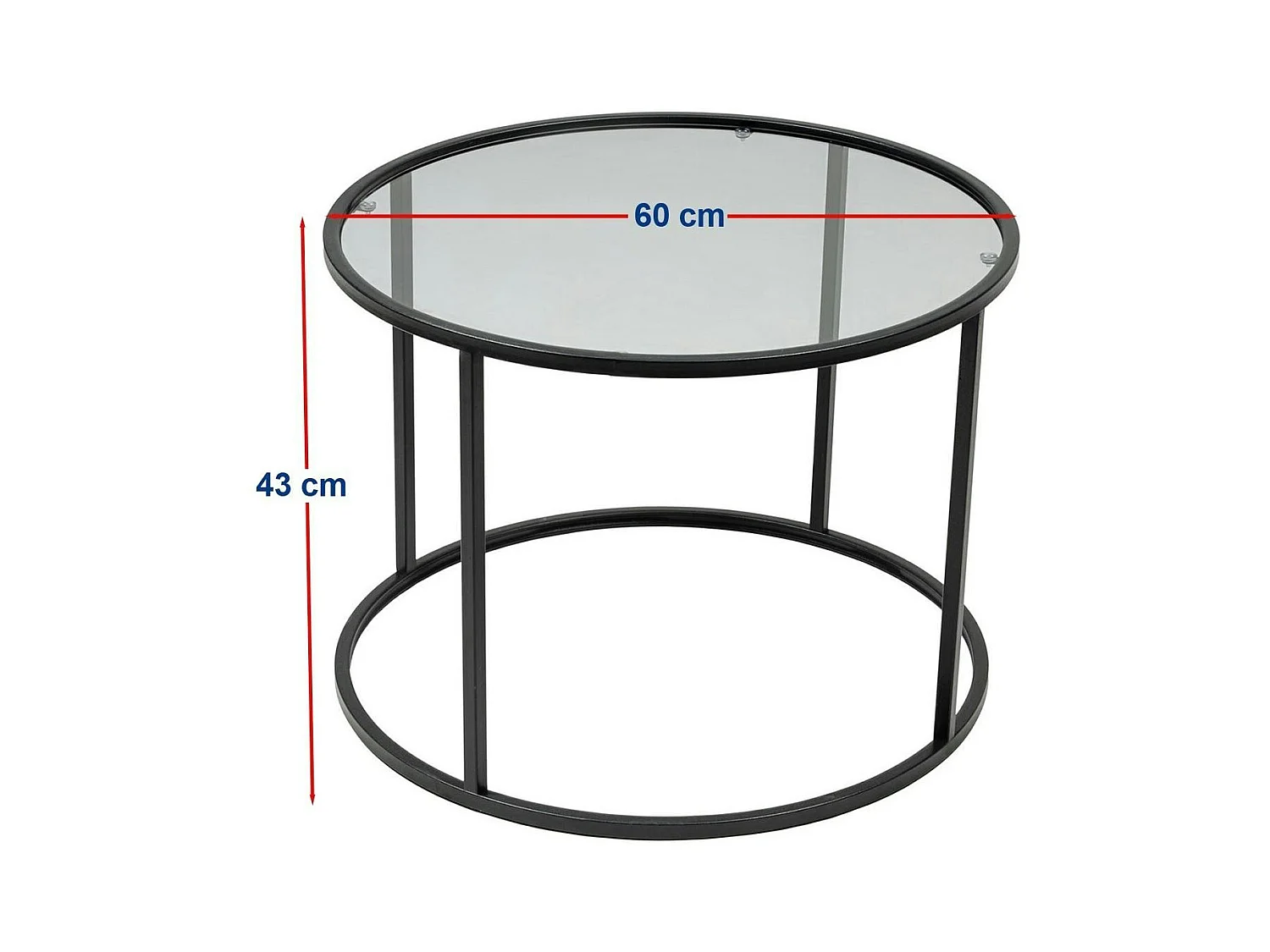 Table basse ronde verre fumé ⌀60 cm - structure noire TULUM