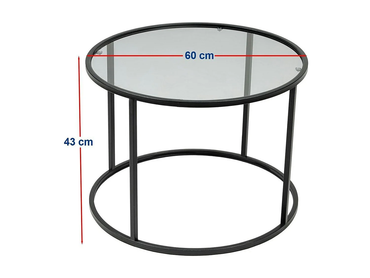 Table basse ronde verre fumé ⌀60 cm - structure noire TULUM