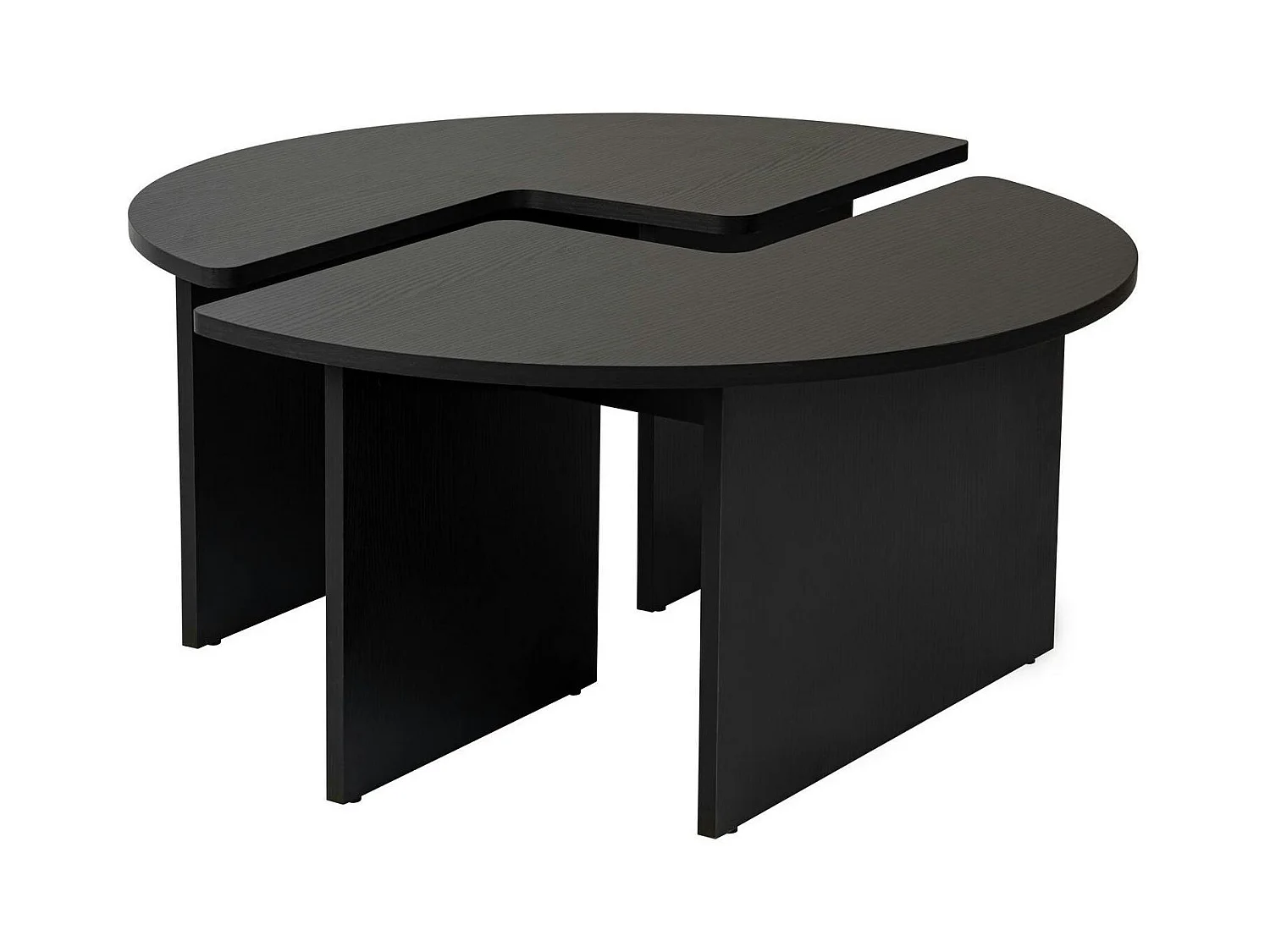 Table basse ronde noire effet bois - design puzzle MARFA