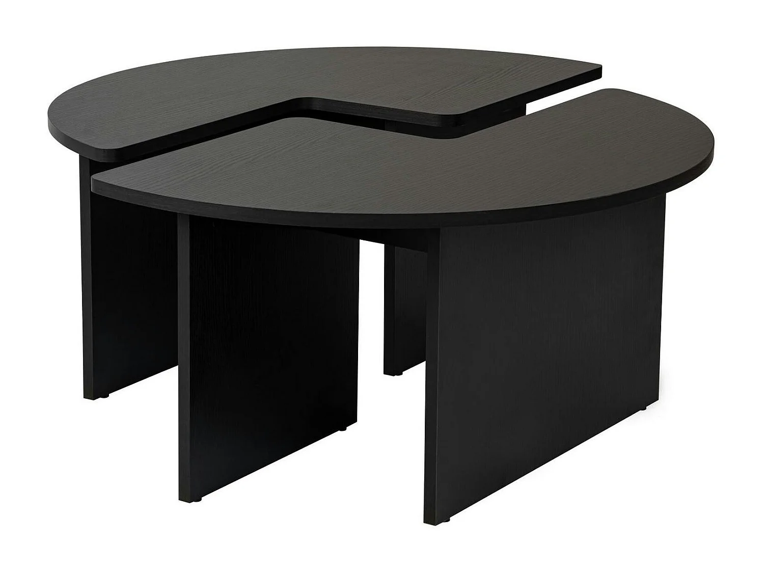 Table basse ronde noire effet bois - design puzzle MARFA