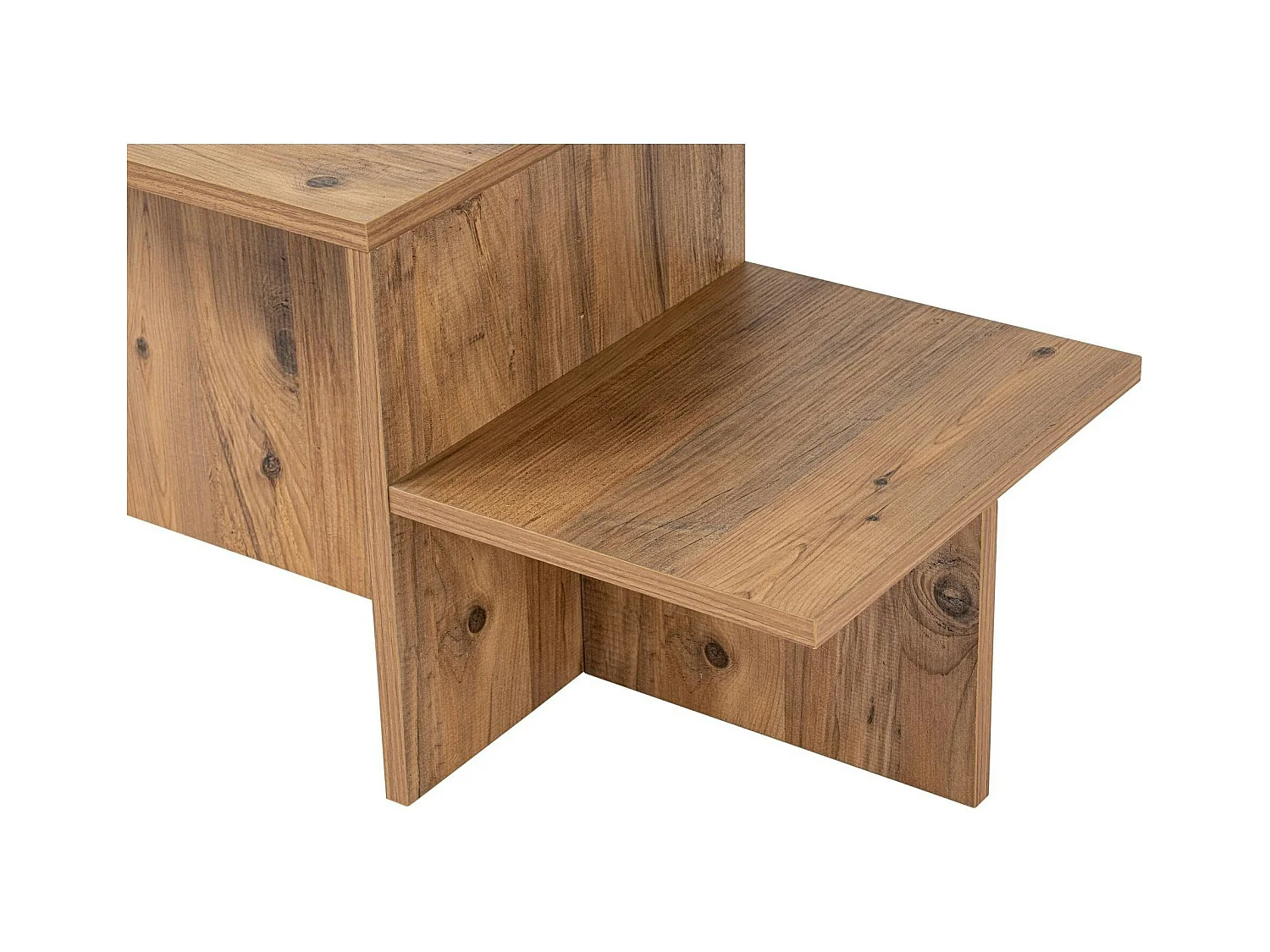 Table basse moderne effet bois naturel - 2 niveaux MARFA