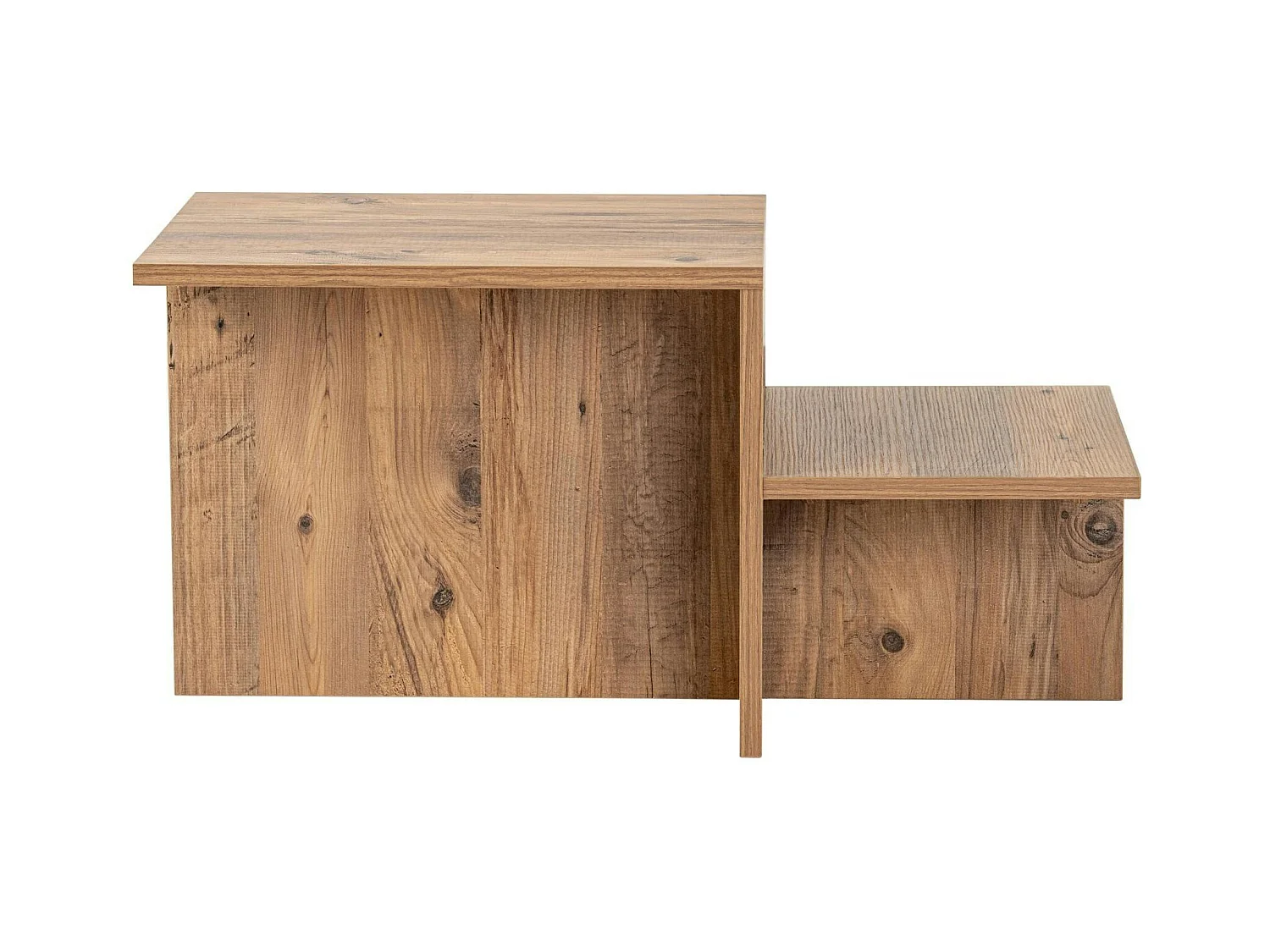 Table basse moderne effet bois naturel - 2 niveaux MARFA