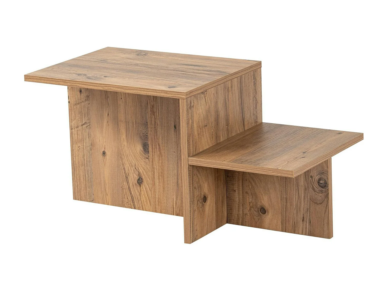 Table basse moderne effet bois naturel - 2 niveaux MARFA