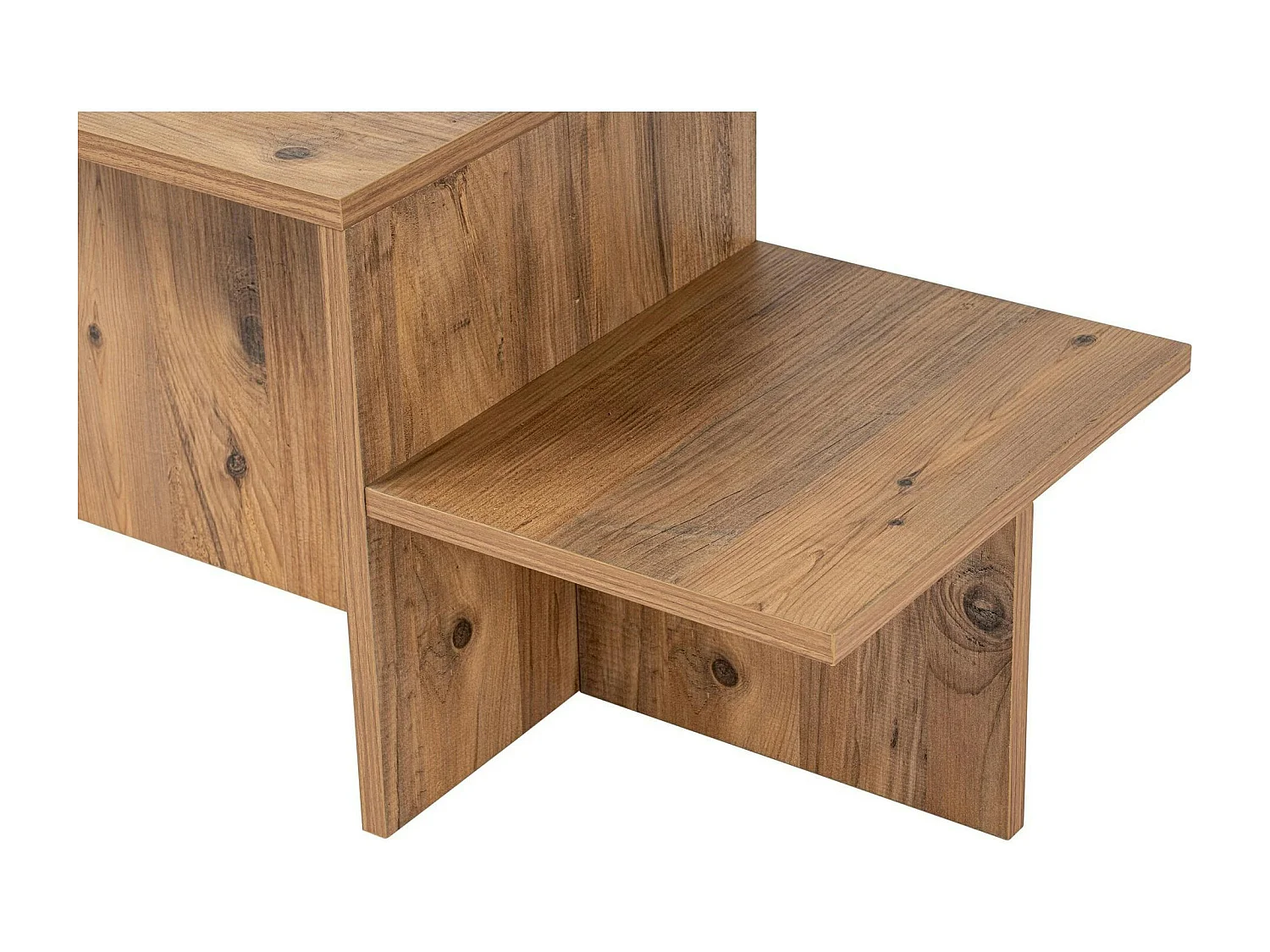 Table basse moderne effet bois naturel - 2 niveaux MARFA
