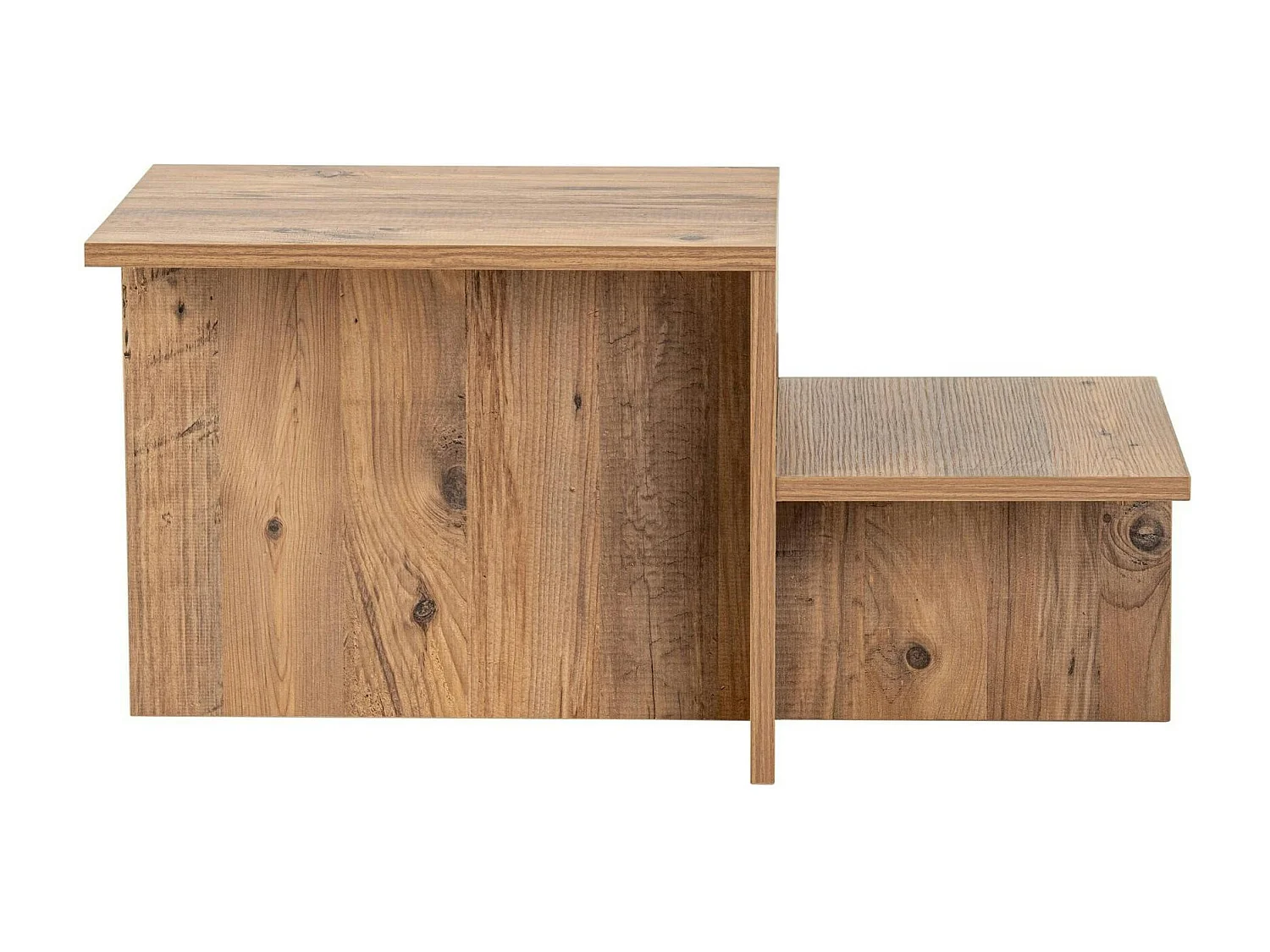 Table basse moderne effet bois naturel - 2 niveaux MARFA