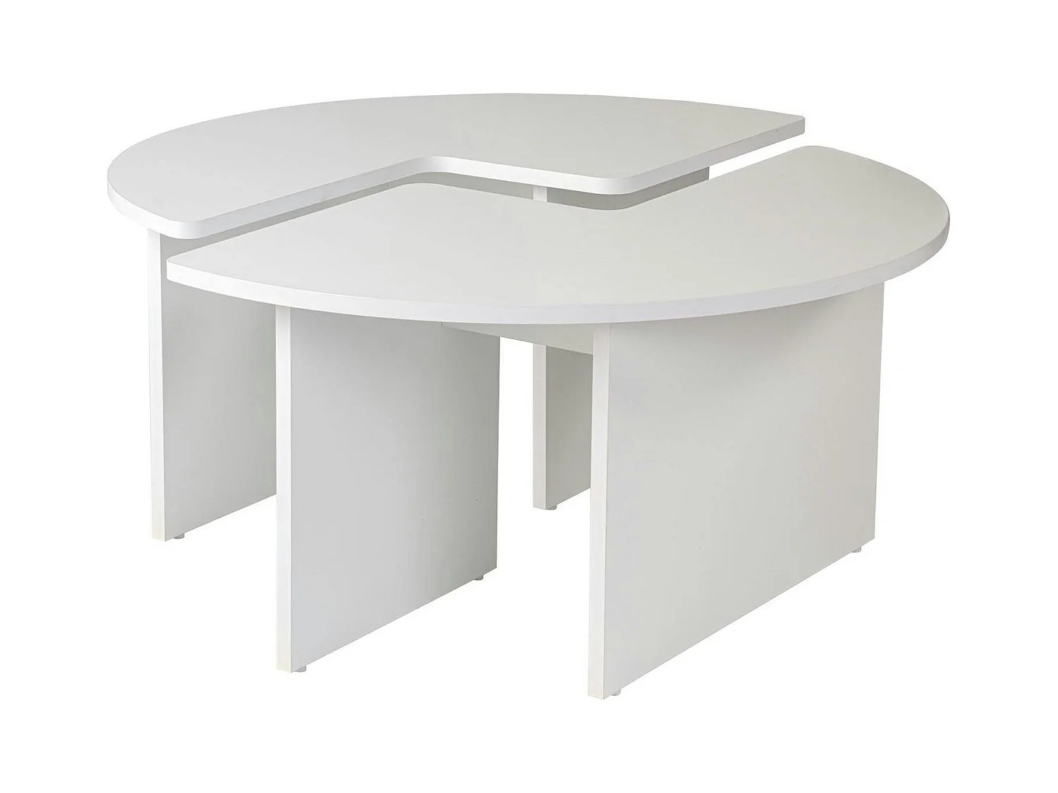 Table basse ronde blanche effet laque - design puzzle MARFA