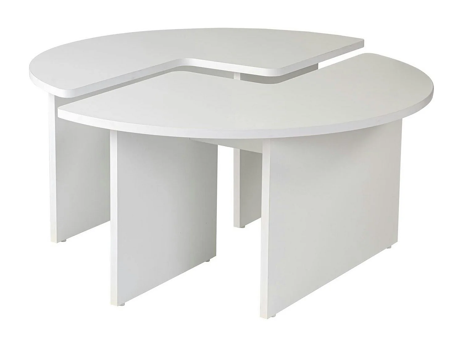 Table basse ronde blanche effet laque - design puzzle MARFA