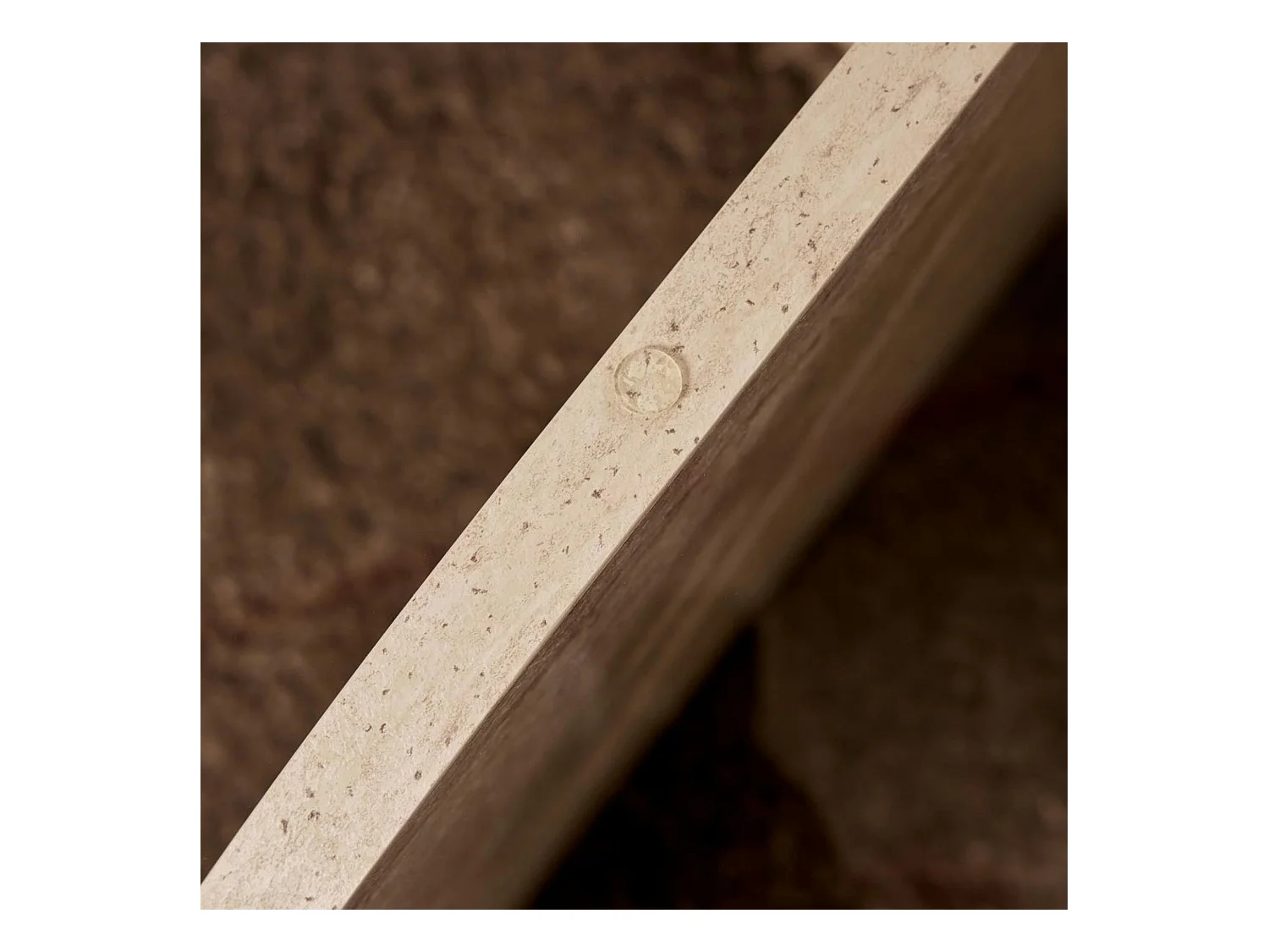 Table basse en verre - pied en croix effet travertin SALTA