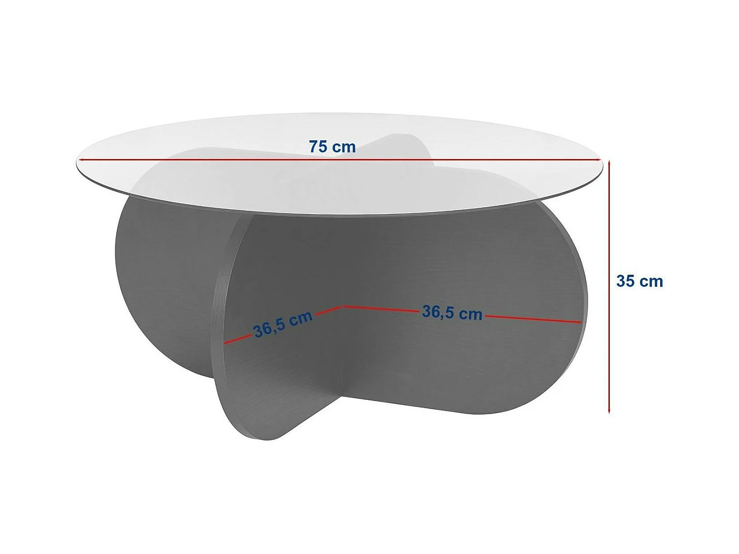Table basse en verre - pied en croix effet travertin SALTA
