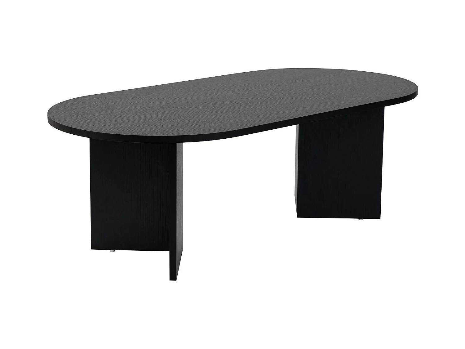 Table basse ovale noire effet bois - pieds en V MARFA