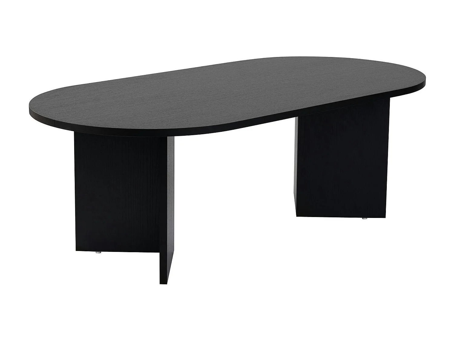 Table basse ovale noire effet bois - pieds en V MARFA