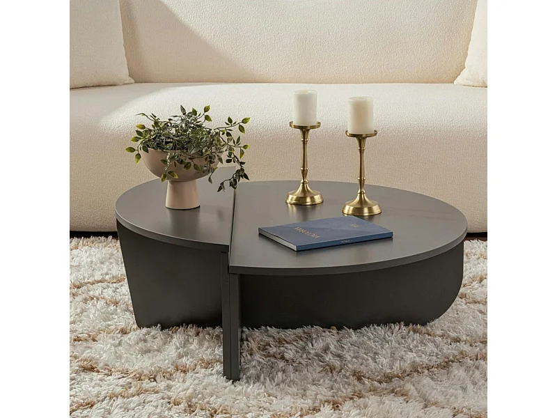 Table basse moderne anthracite effet laque - 2 hauteurs MARFA