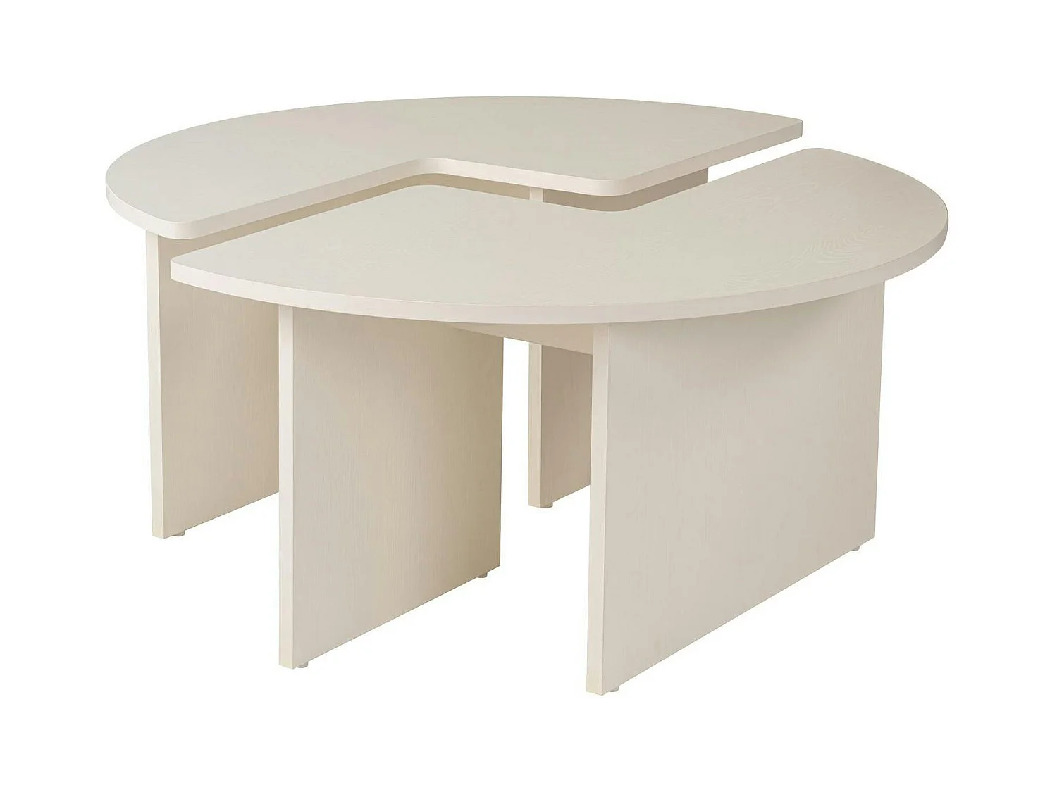 Table basse ronde blanche effet bois - design puzzle MARFA