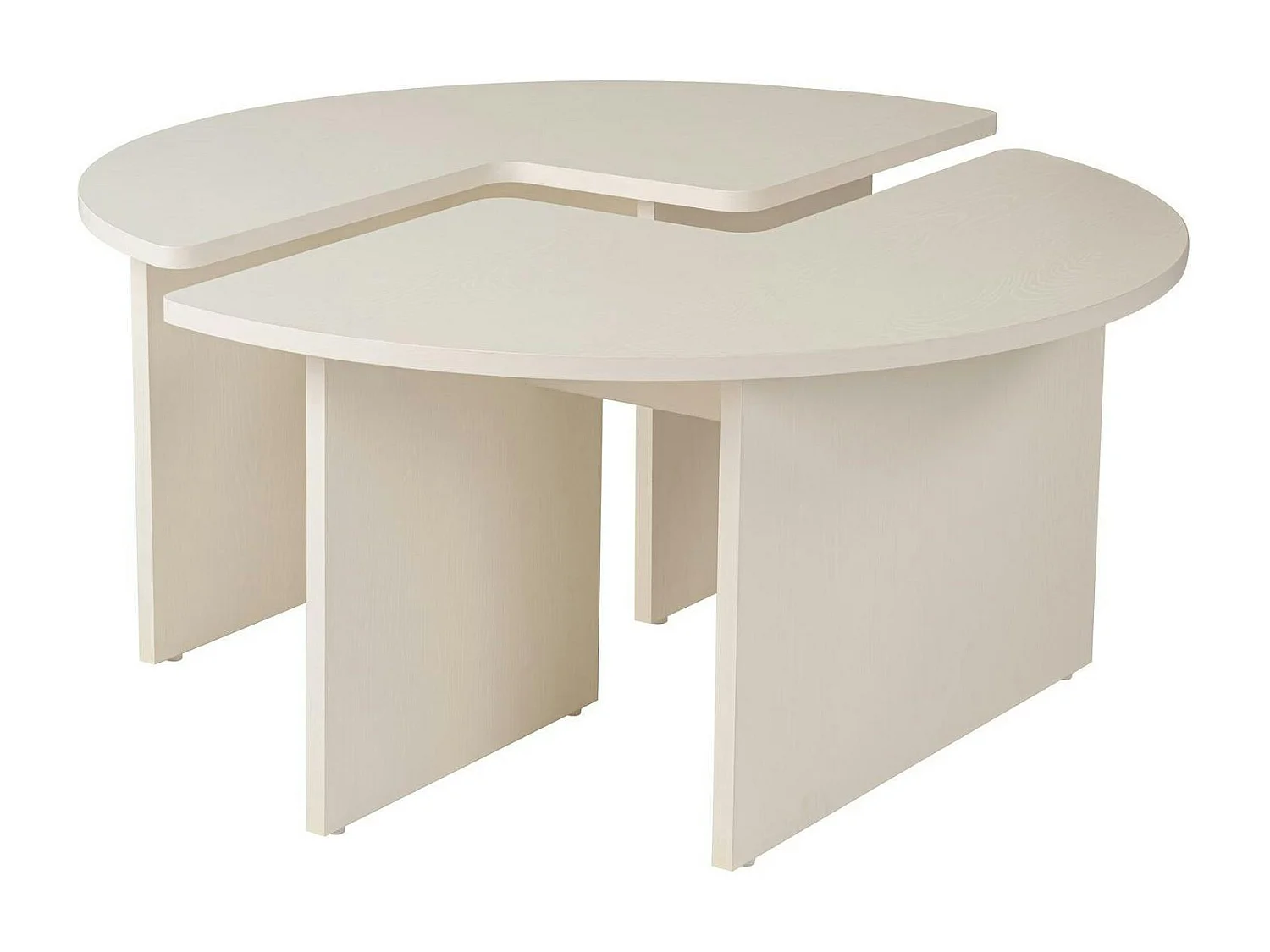 Table basse ronde blanche effet bois - design puzzle MARFA