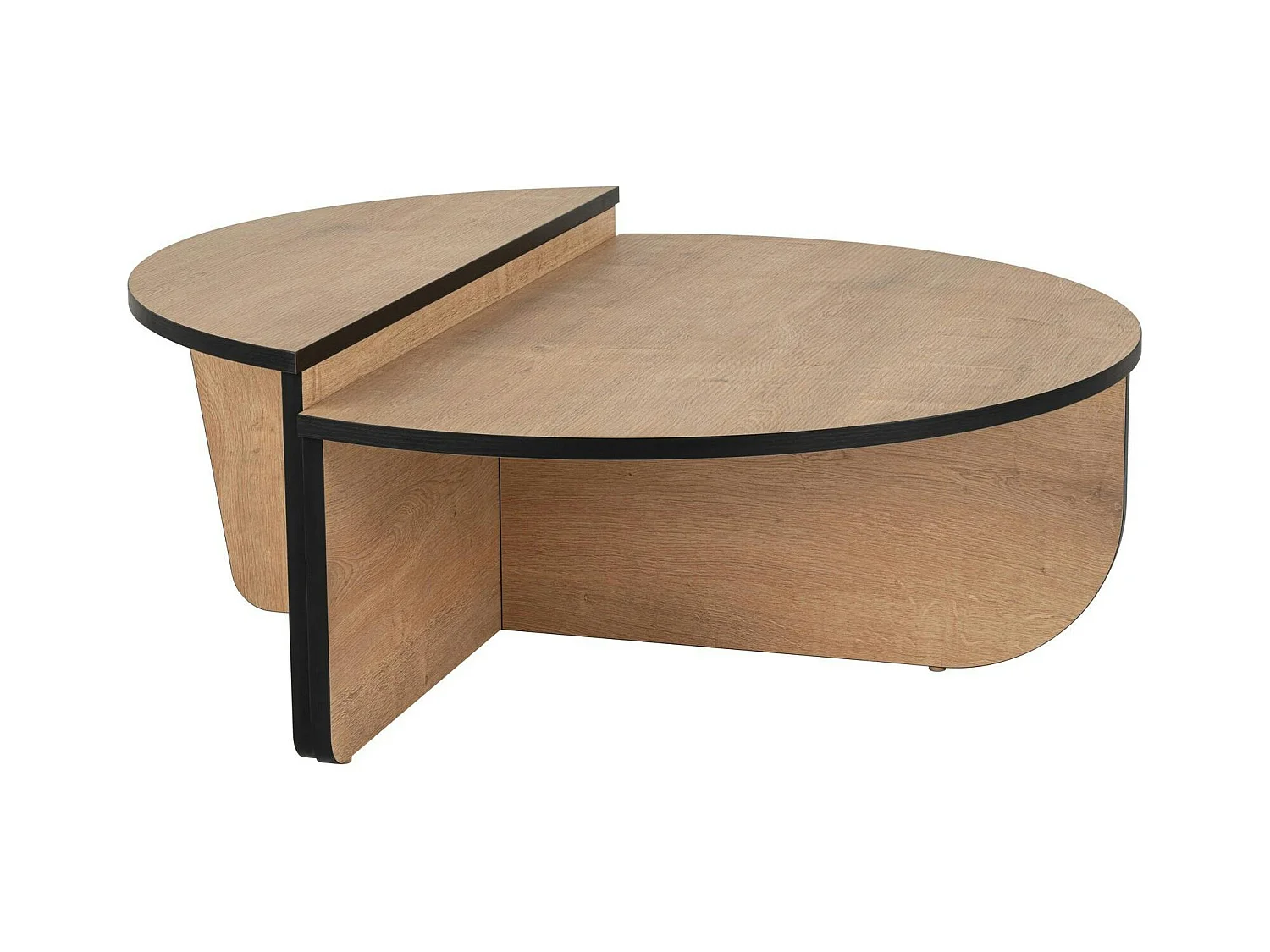 Table basse moderne effet bois ruban noir - 2 hauteurs MARFA