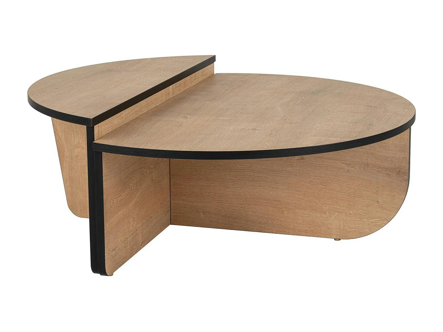 Table basse moderne effet bois ruban noir - 2 hauteurs MARFA
